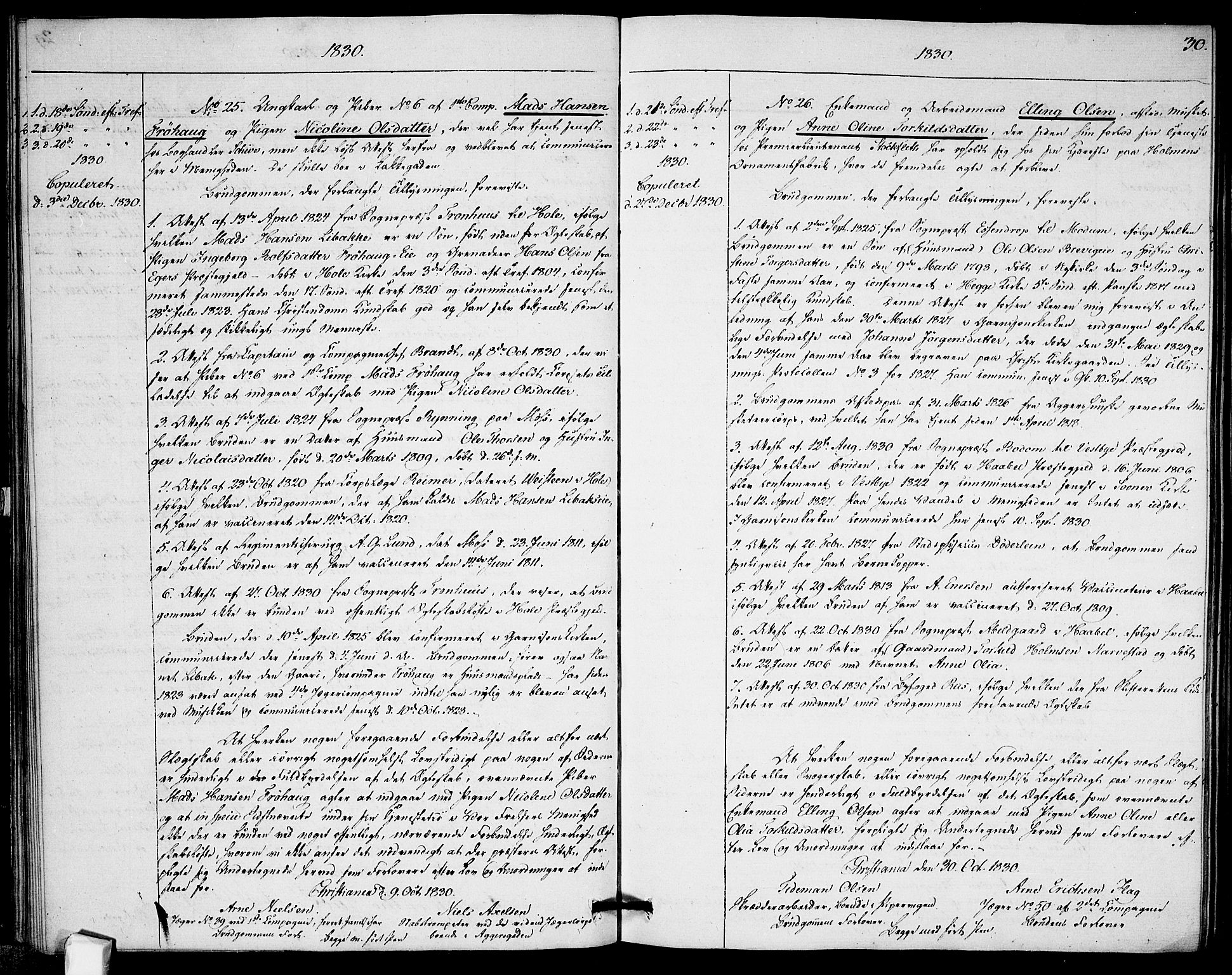 Garnisonsmenigheten Kirkebøker, AV/SAO-A-10846/H/Ha/L0002: Banns register no. I 2, 1829-1835, p. 30