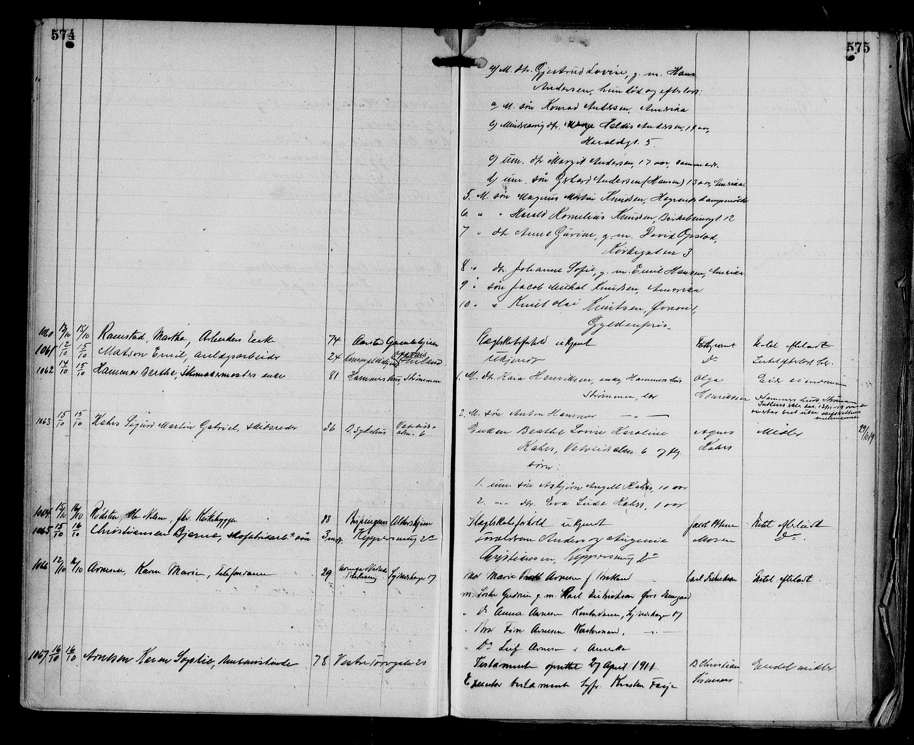 Byfogd og Byskriver i Bergen, AV/SAB-A-3401/06/06Na/L0012: Dødsfallsjournaler, 1918-1919, p. 574-575