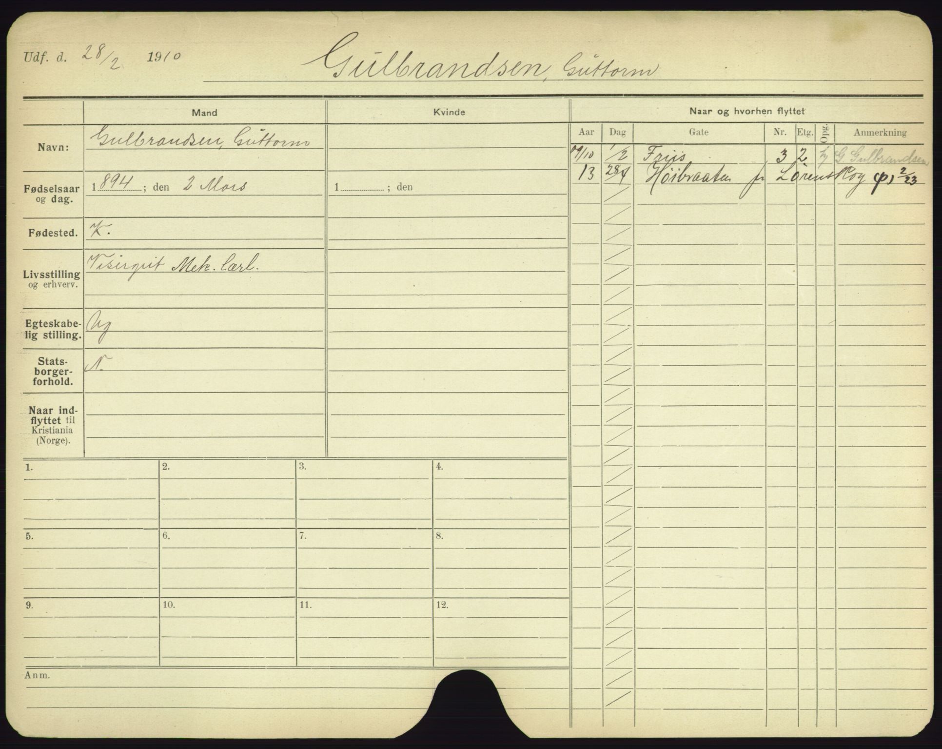 Oslo folkeregister, Registerkort, AV/SAO-A-11715/F/Fa/Fac/L0003: Menn, 1906-1914, p. 723a