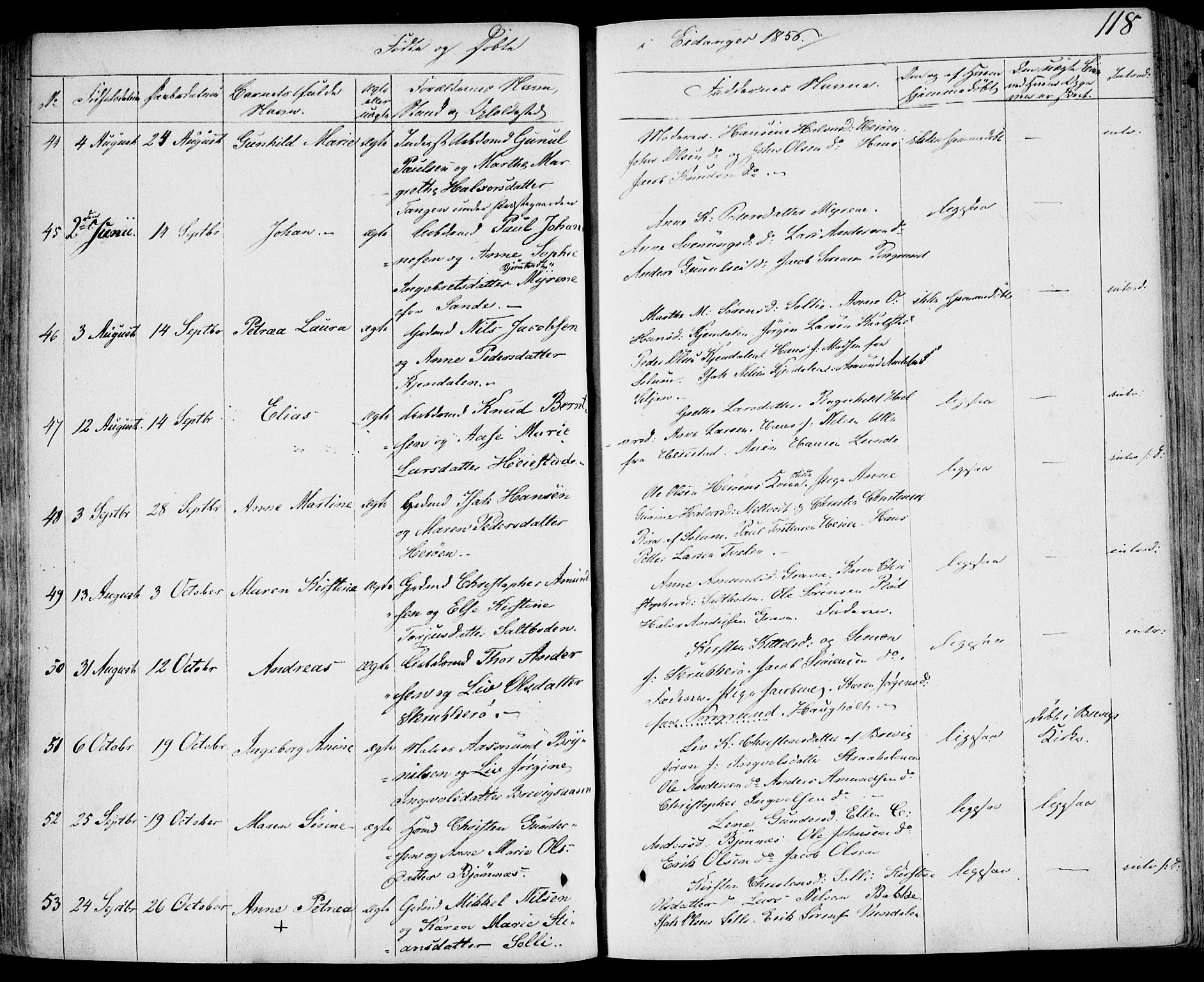 Eidanger kirkebøker, SAKO/A-261/F/Fa/L0008: Parish register (official) no. 8, 1831-1858, p. 118