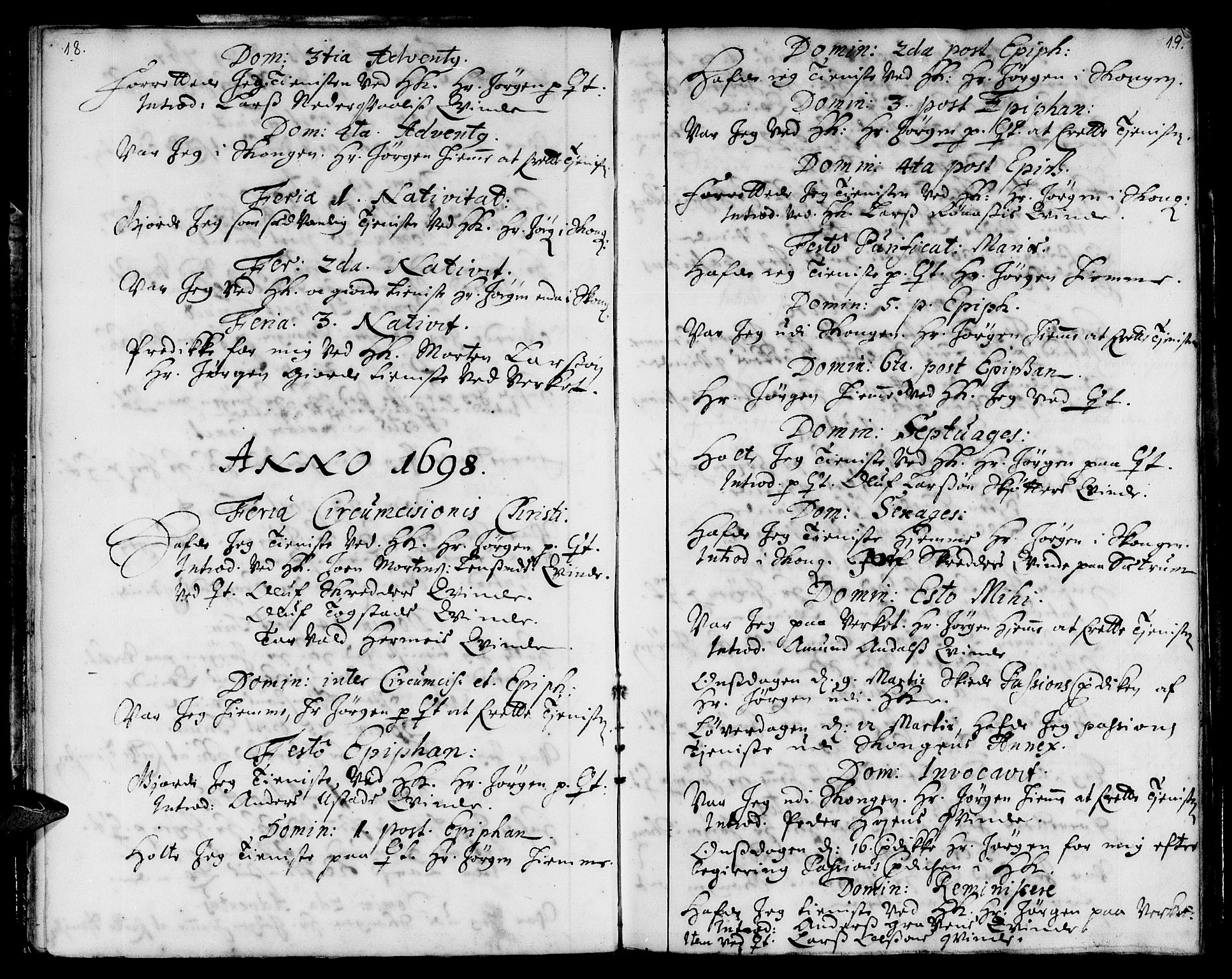 Ministerialprotokoller, klokkerbøker og fødselsregistre - Sør-Trøndelag, SAT/A-1456/668/L0801: Parish register (official) no. 668A01, 1695-1716, p. 18-19