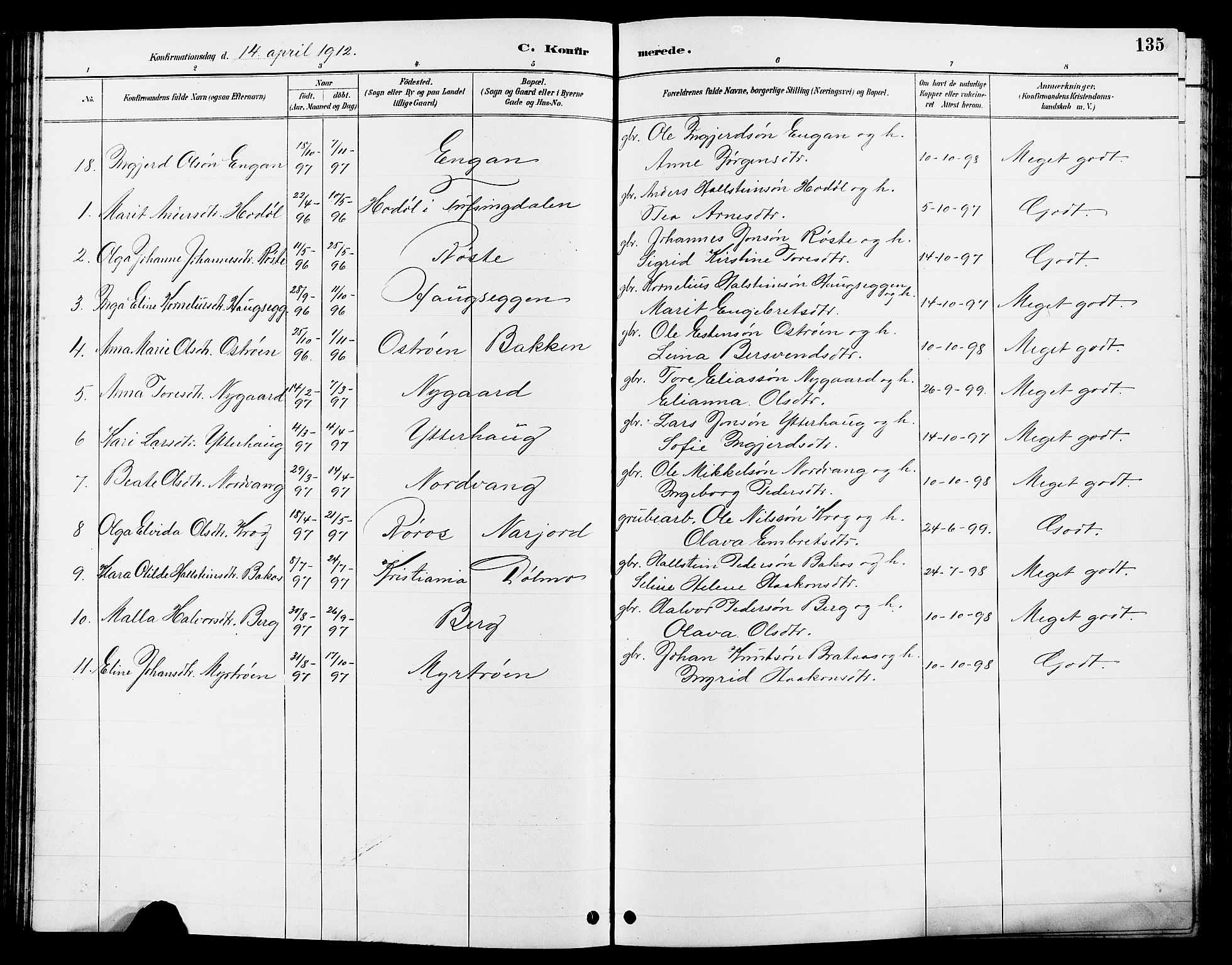 Tolga prestekontor, AV/SAH-PREST-062/L/L0008: Parish register (copy) no. 8, 1887-1912, p. 135