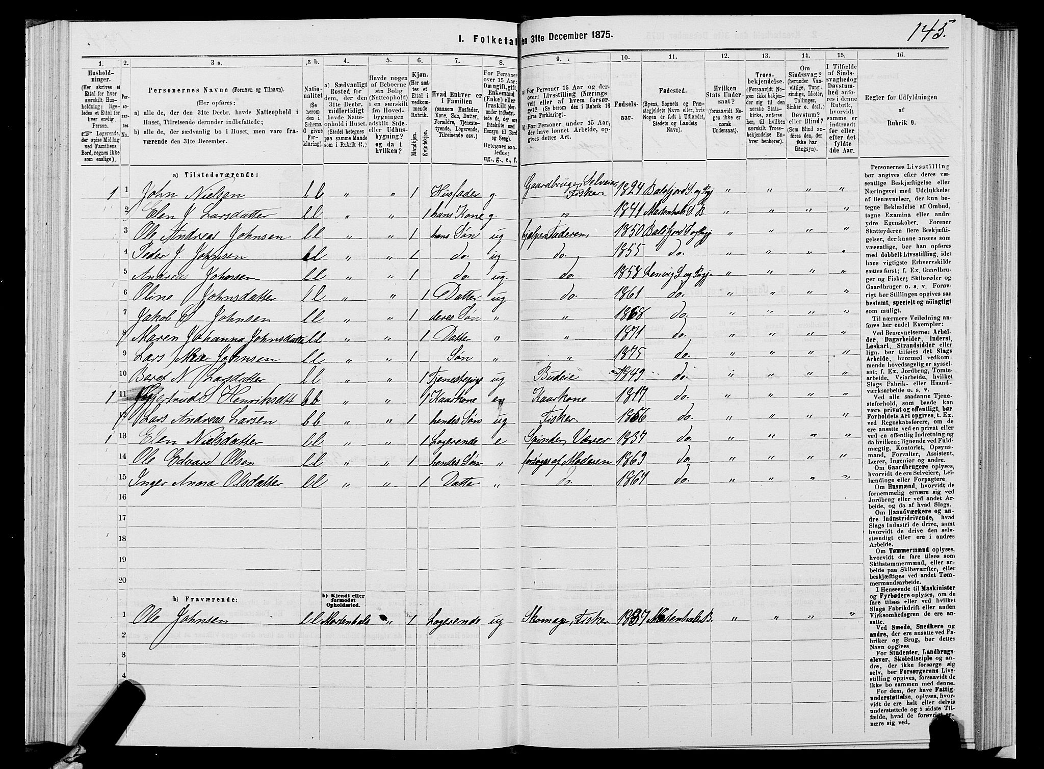 SATØ, 1875 census for 1931P Lenvik, 1875, p. 1145