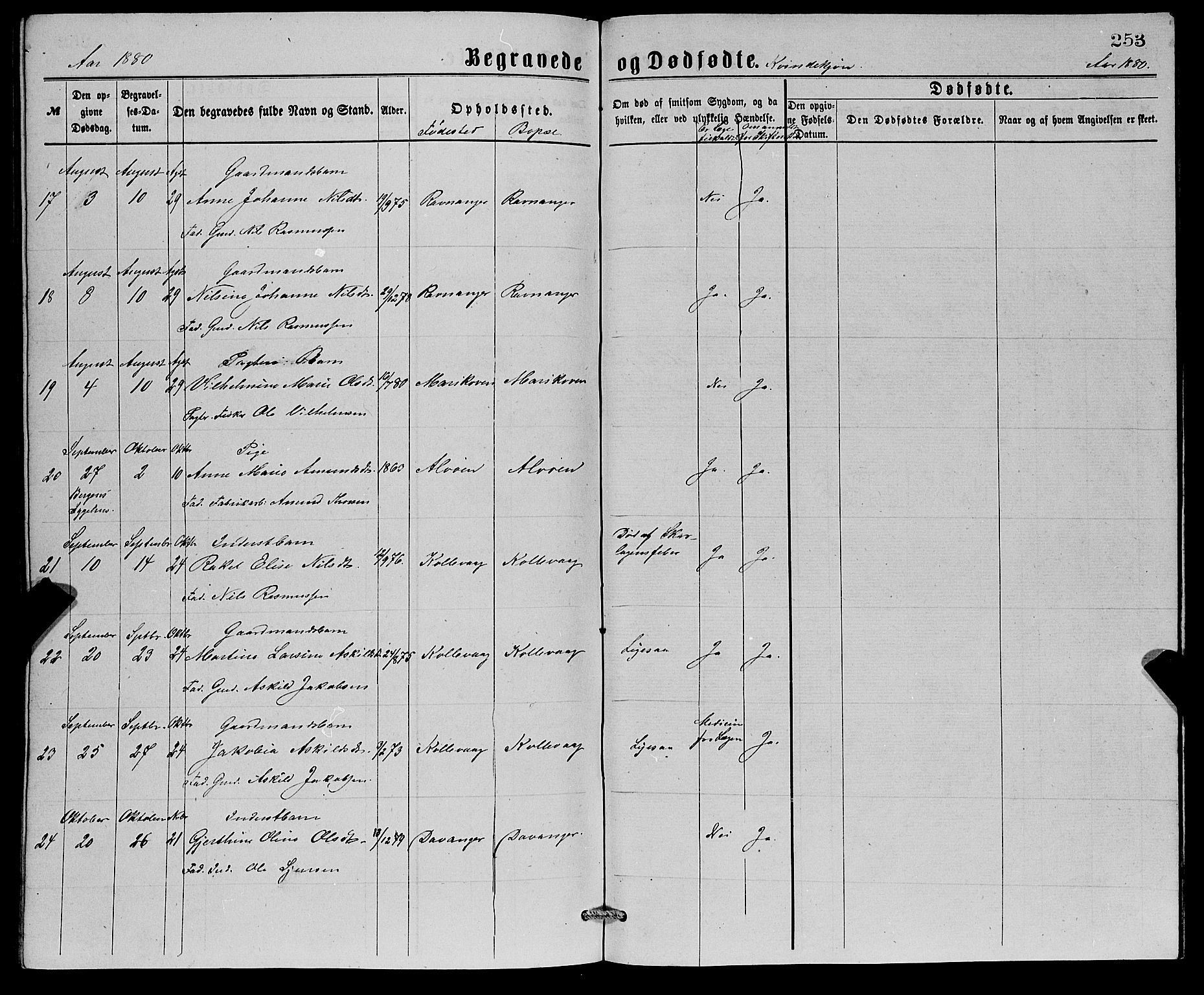 Askøy Sokneprestembete, AV/SAB-A-74101/H/Ha/Hab/Haba/L0007: Parish register (copy) no. A 7, 1871-1881, p. 253