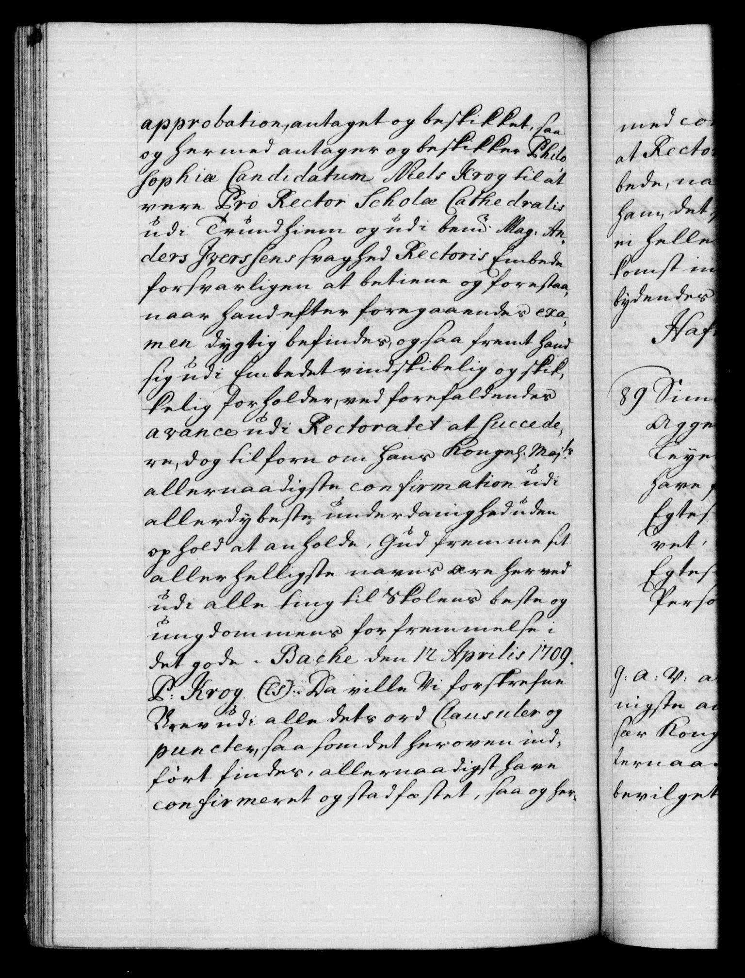 Danske Kanselli 1572-1799, AV/RA-EA-3023/F/Fc/Fca/Fcaa/L0020: Norske registre, 1708-1711, p. 211b