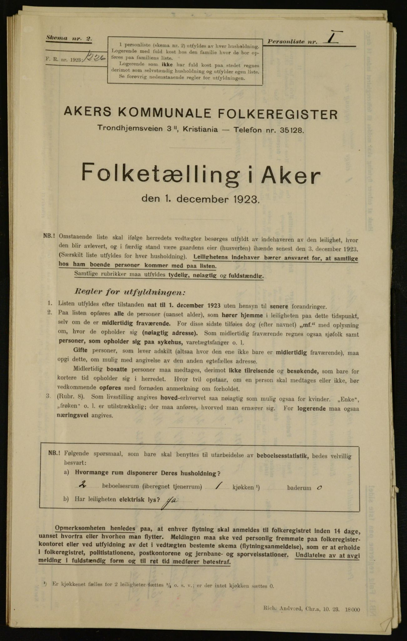 , Municipal Census 1923 for Aker, 1923, p. 15551