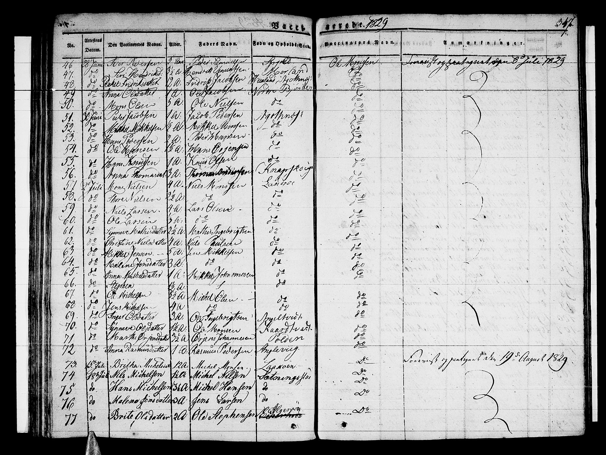 Sund sokneprestembete, AV/SAB-A-99930: Parish register (official) no. A 12, 1825-1835, p. 347