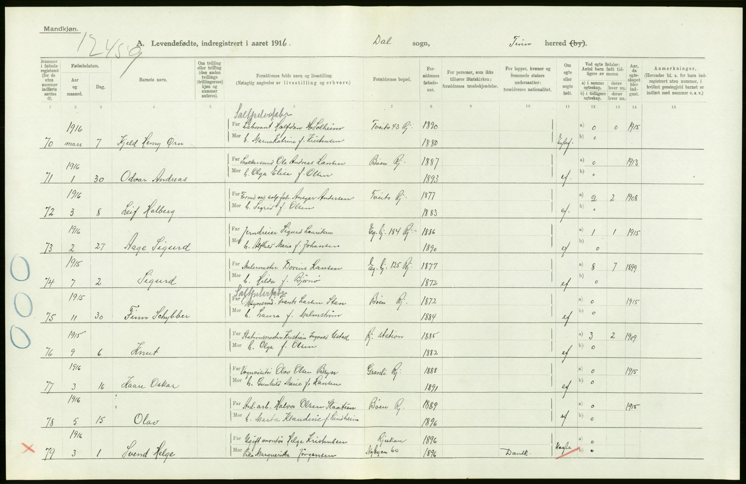 Statistisk sentralbyrå, Sosiodemografiske emner, Befolkning, RA/S-2228/D/Df/Dfb/Dfbf/L0022: Bratsberg amt: Levendefødte menn og kvinner. Bygder., 1916, p. 164