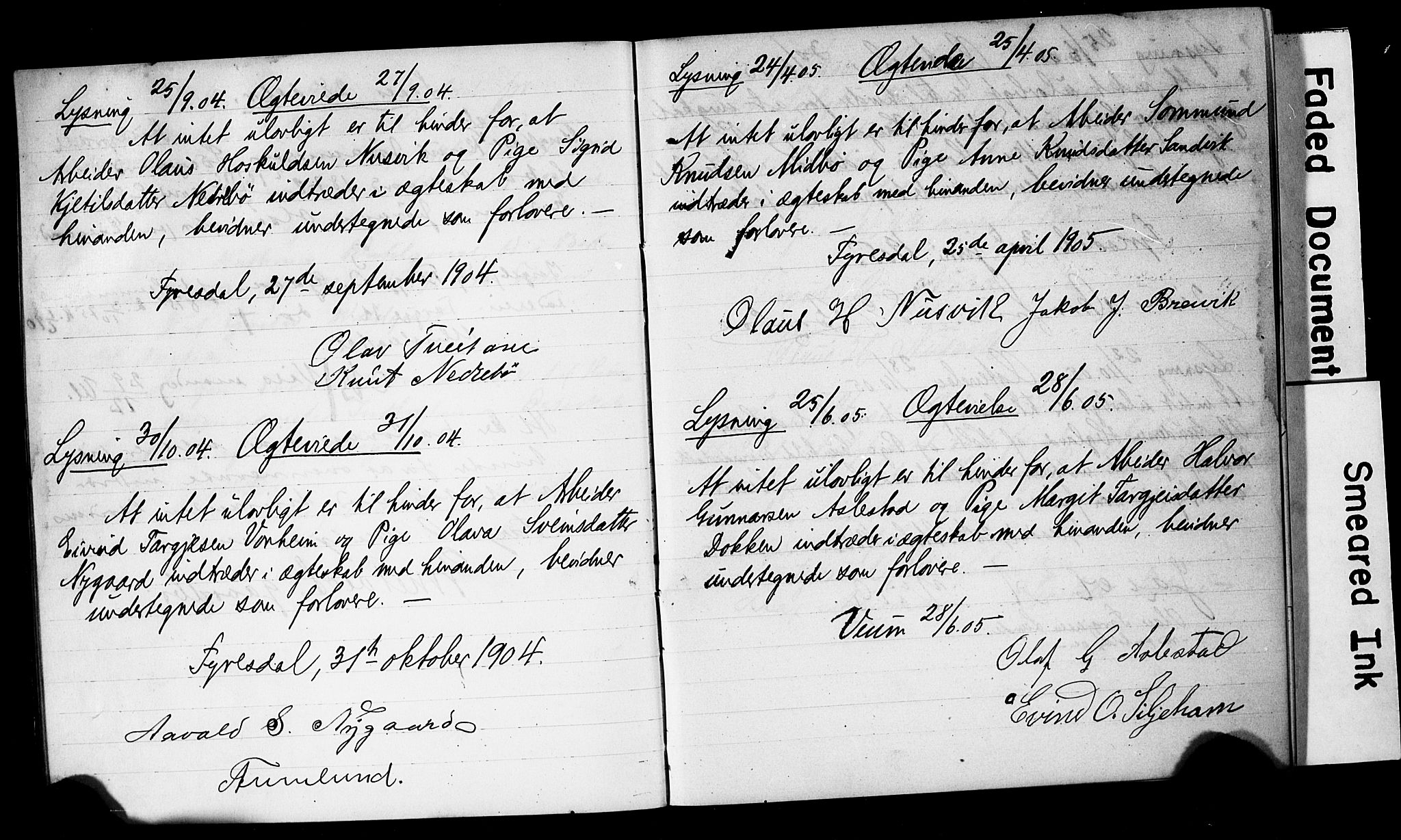 Fyresdal kirkebøker, AV/SAKO-A-263/H/Hb/L0002: Best man's statements no. 2, 1897-1918