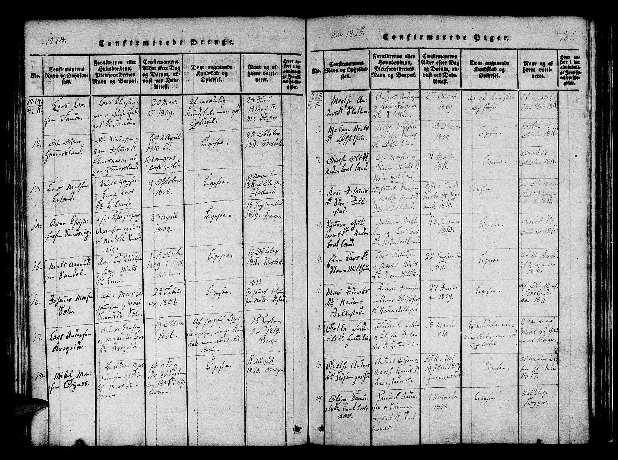 Fana Sokneprestembete, AV/SAB-A-75101/H/Haa/Haaa/L0007: Parish register (official) no. A 7, 1816-1828, p. 262