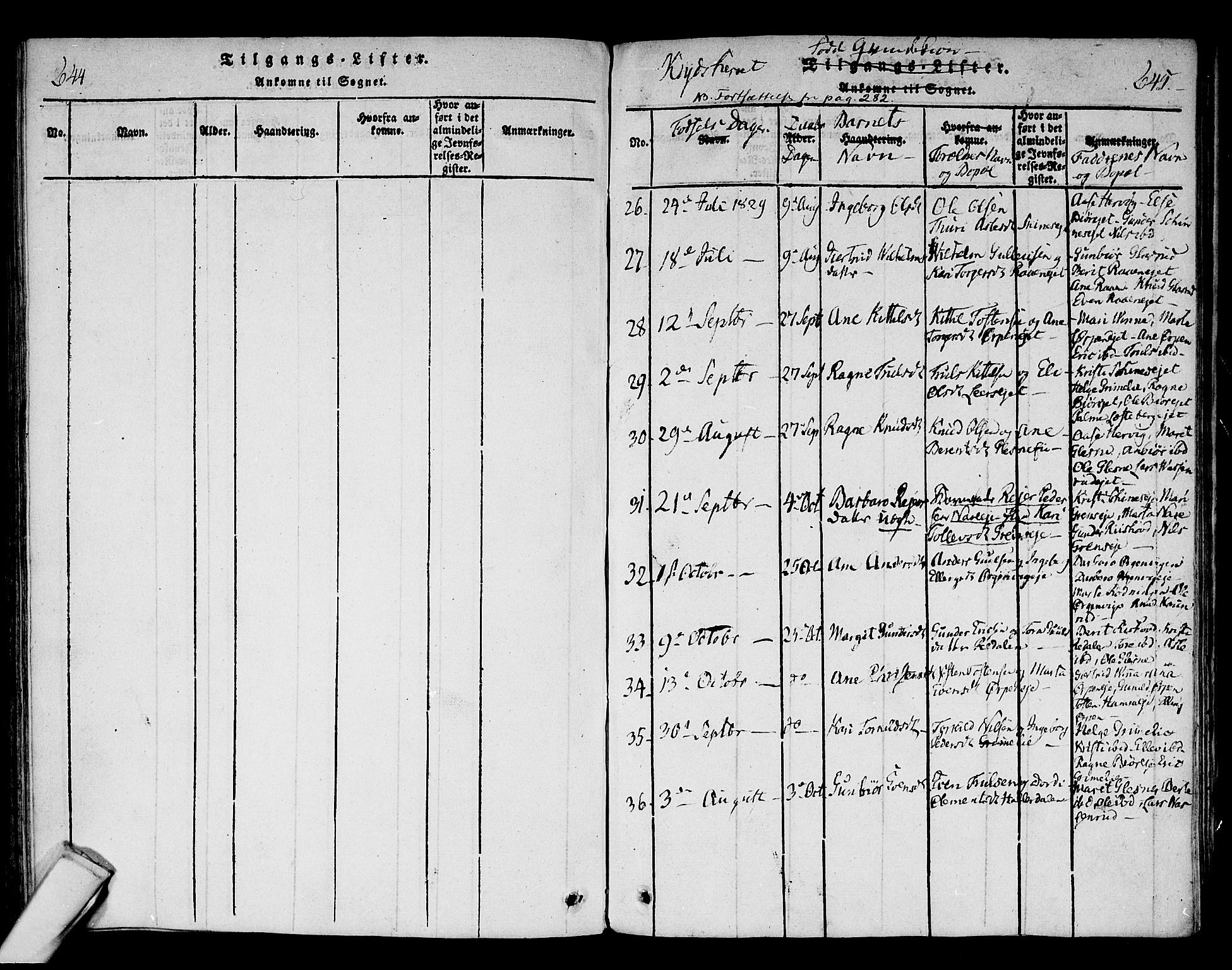 Sigdal kirkebøker, AV/SAKO-A-245/F/Fa/L0005: Parish register (official) no. I 5 /3, 1815-1829, p. 644-645