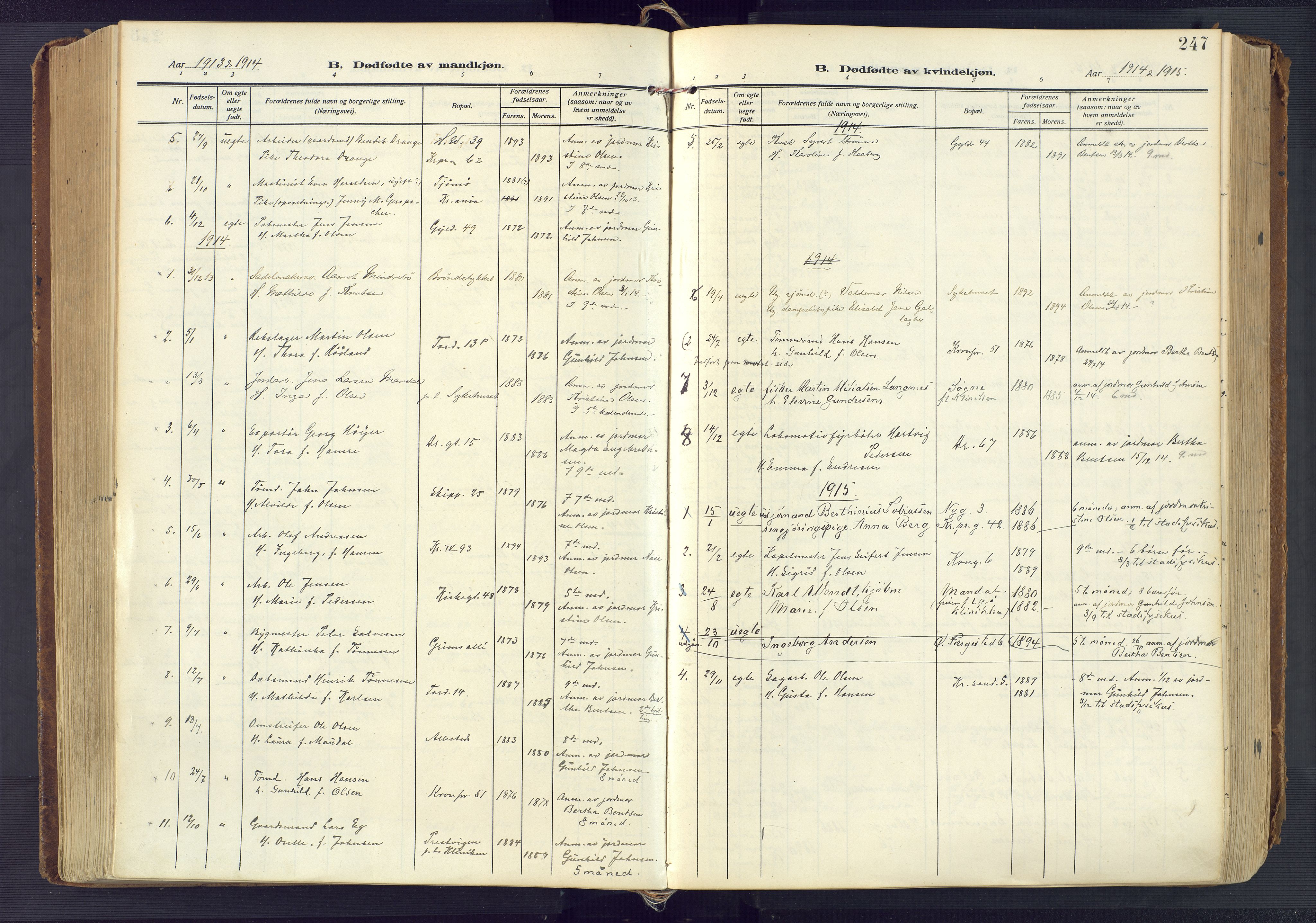 Kristiansand domprosti, SAK/1112-0006/F/Fa/L0023: Parish register (official) no. A 22, 1909-1917, p. 247