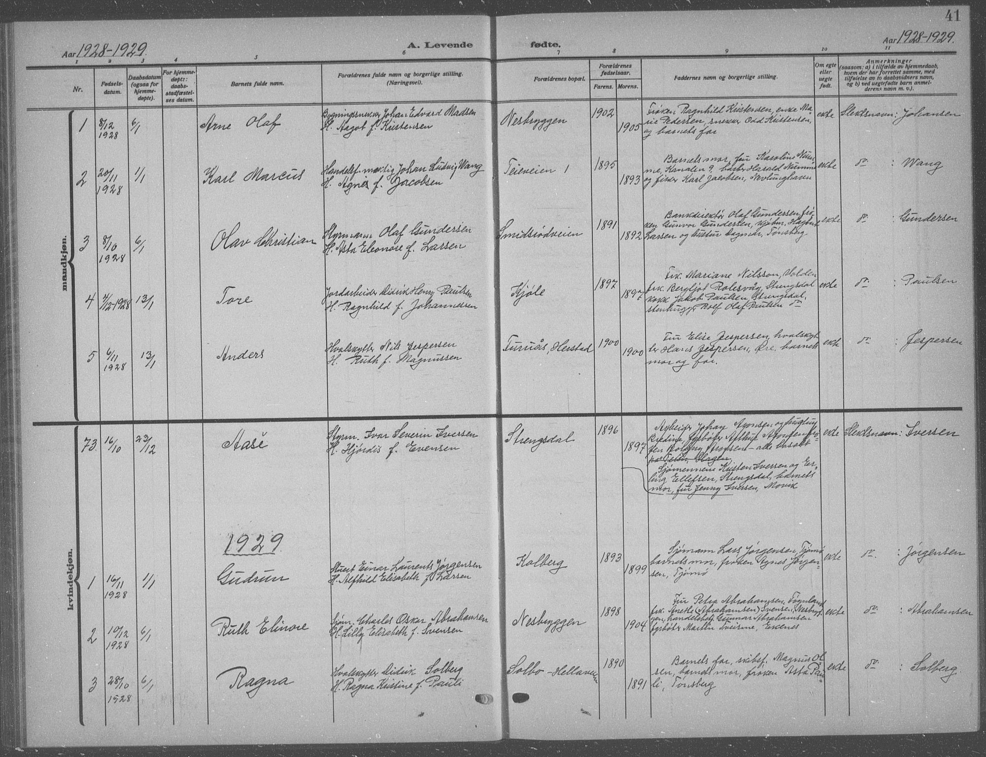 Nøtterøy kirkebøker, AV/SAKO-A-354/G/Ga/L0006: Parish register (copy) no. I 6, 1925-1939, p. 41