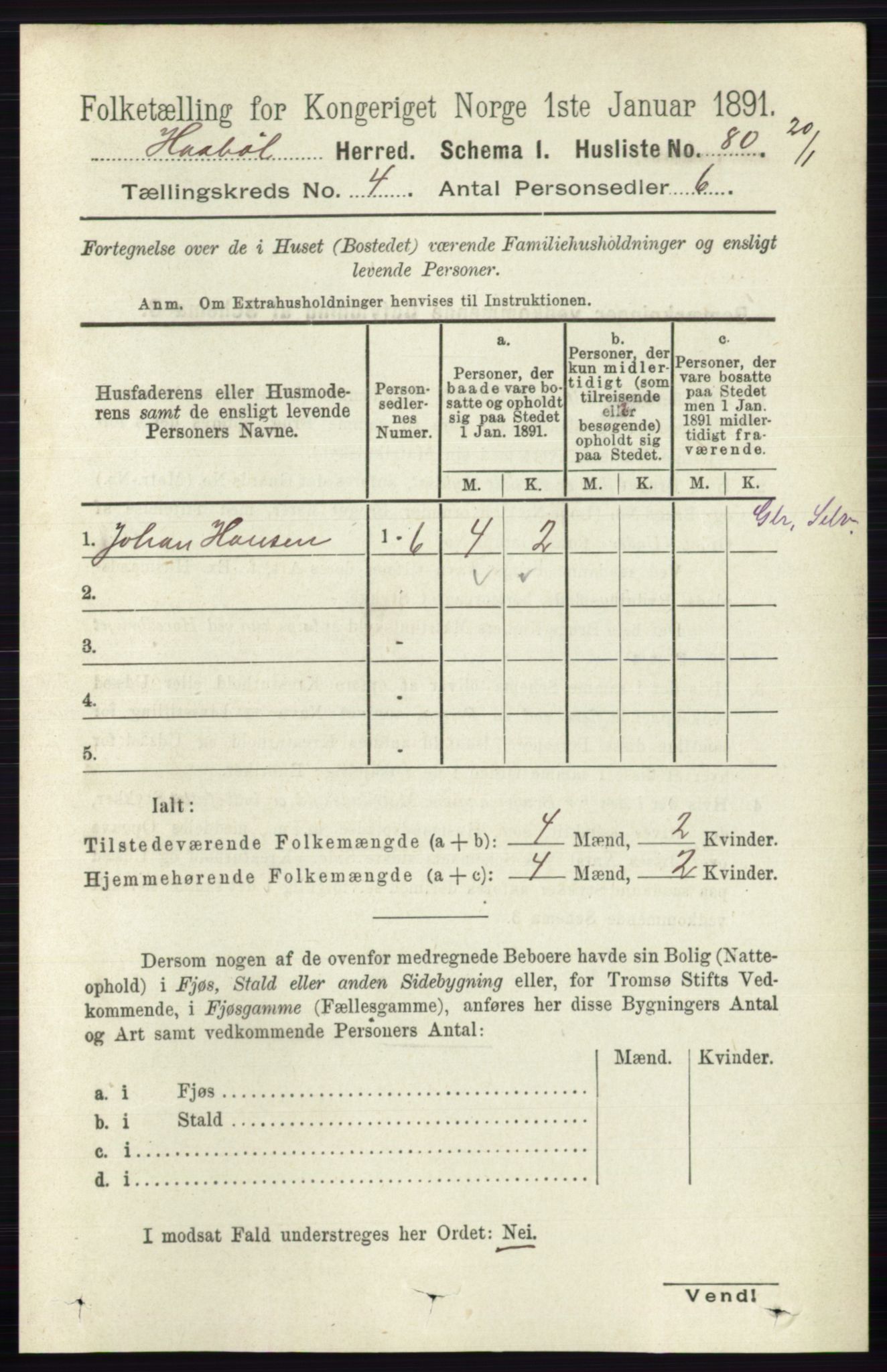 RA, 1891 census for 0138 Hobøl, 1891, p. 2409