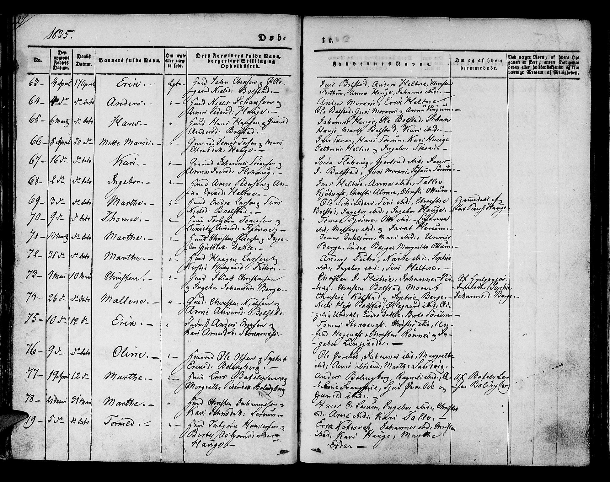 Luster sokneprestembete, SAB/A-81101/H/Haa/Haaa/L0005: Parish register (official) no. A 5, 1831-1841, p. 27