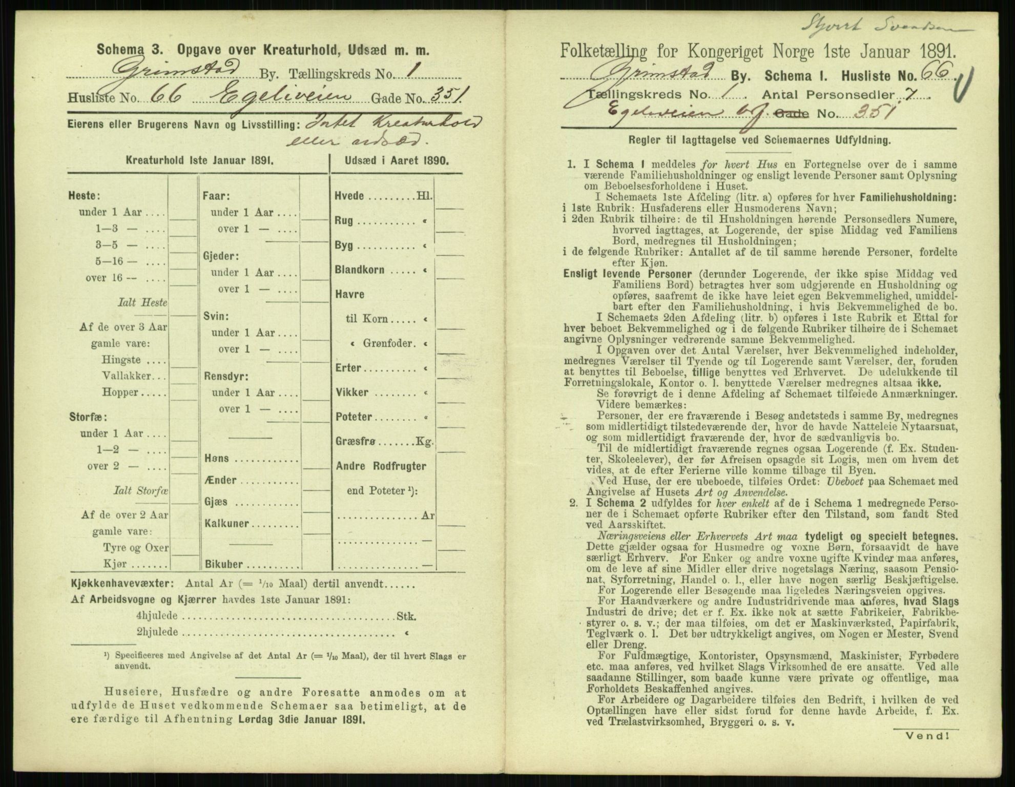 RA, 1891 census for 0904 Grimstad, 1891, p. 150