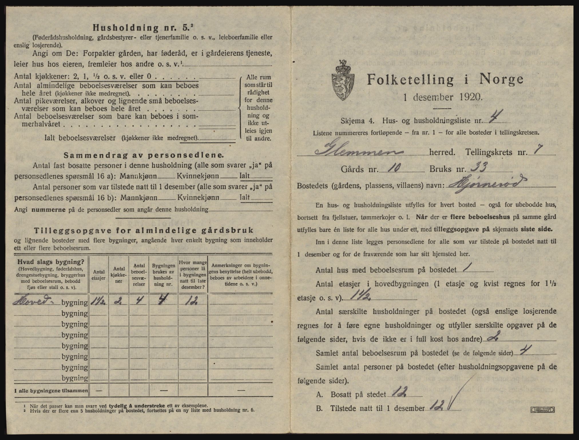 SAO, 1920 census for Glemmen, 1920, p. 2761