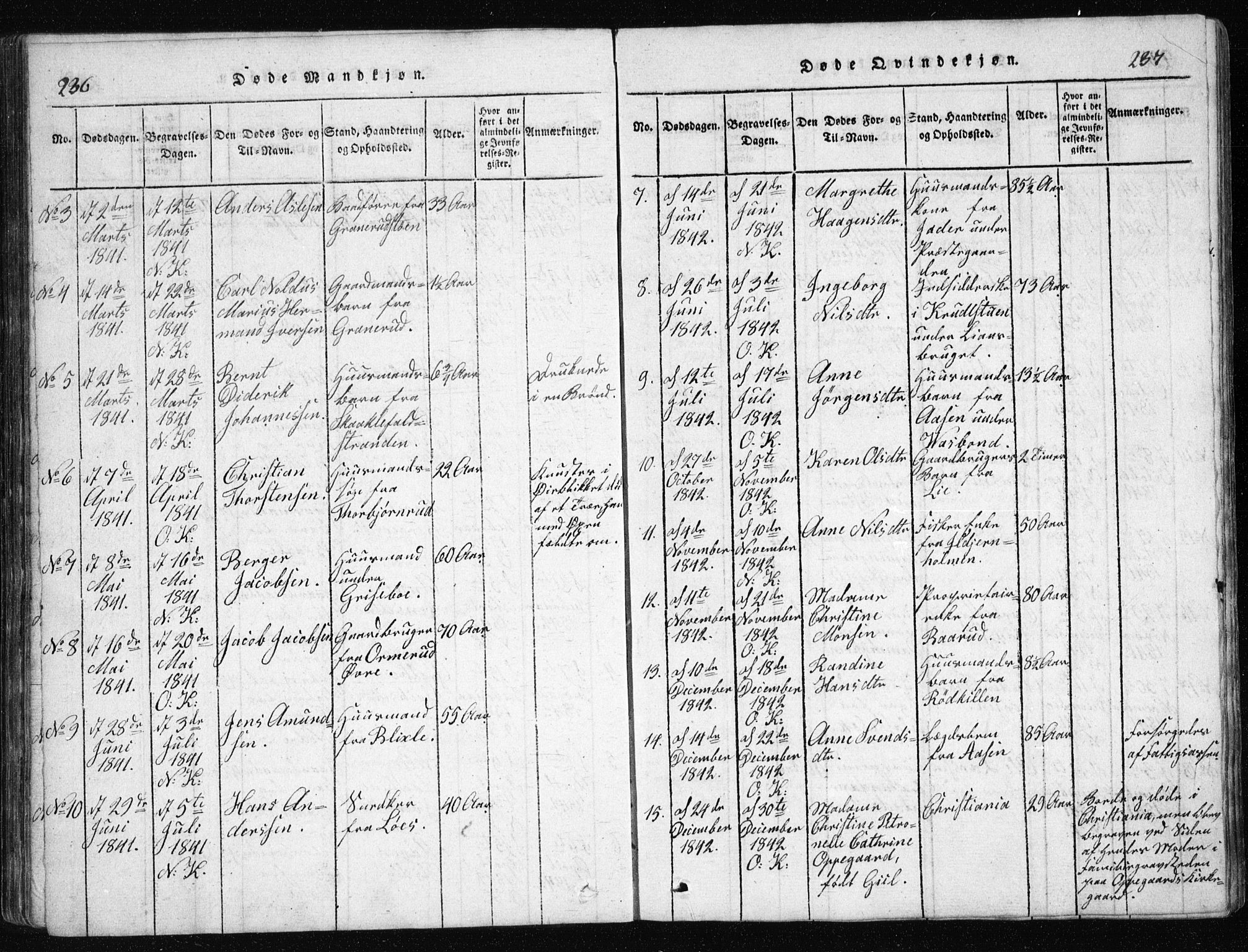 Nesodden prestekontor Kirkebøker, AV/SAO-A-10013/G/Ga/L0001: Parish register (copy) no. I 1, 1814-1847, p. 236-237