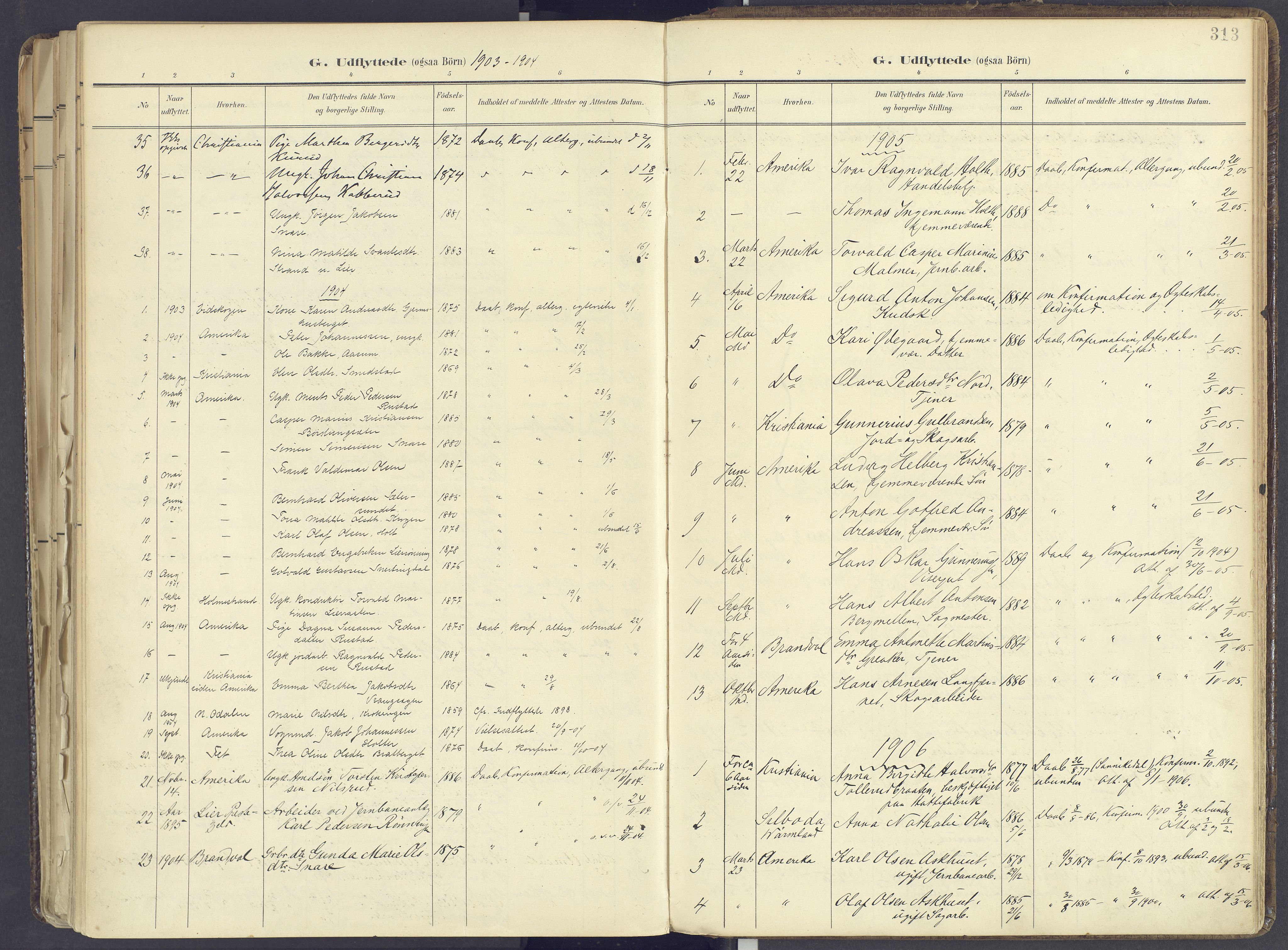 Vinger prestekontor, AV/SAH-PREST-024/H/Ha/Haa/L0017: Parish register (official) no. 17, 1901-1927, p. 313