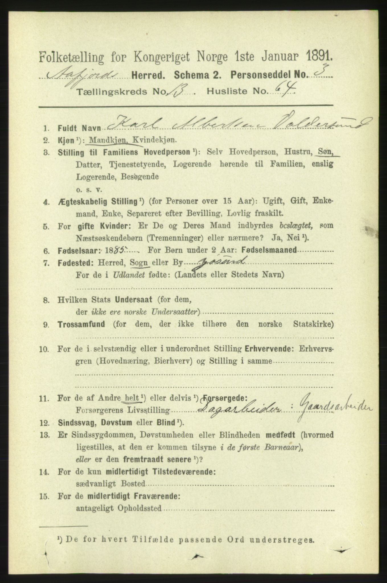 RA, 1891 census for 1630 Åfjord, 1891, p. 4587