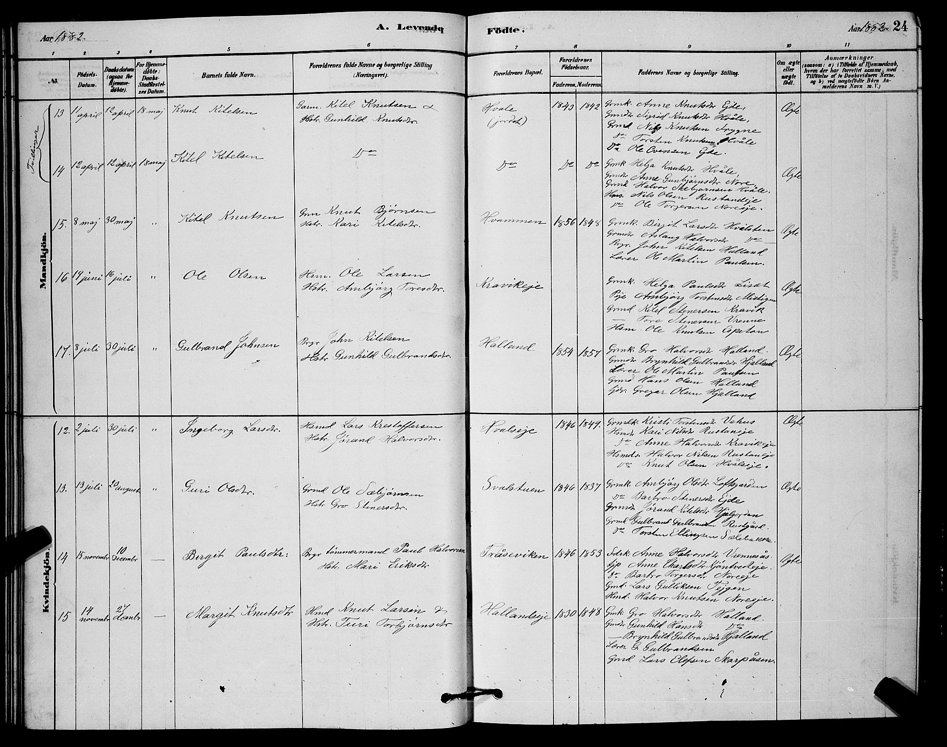 Nore kirkebøker, AV/SAKO-A-238/G/Ga/L0002: Parish register (copy) no. I 2, 1878-1885, p. 24