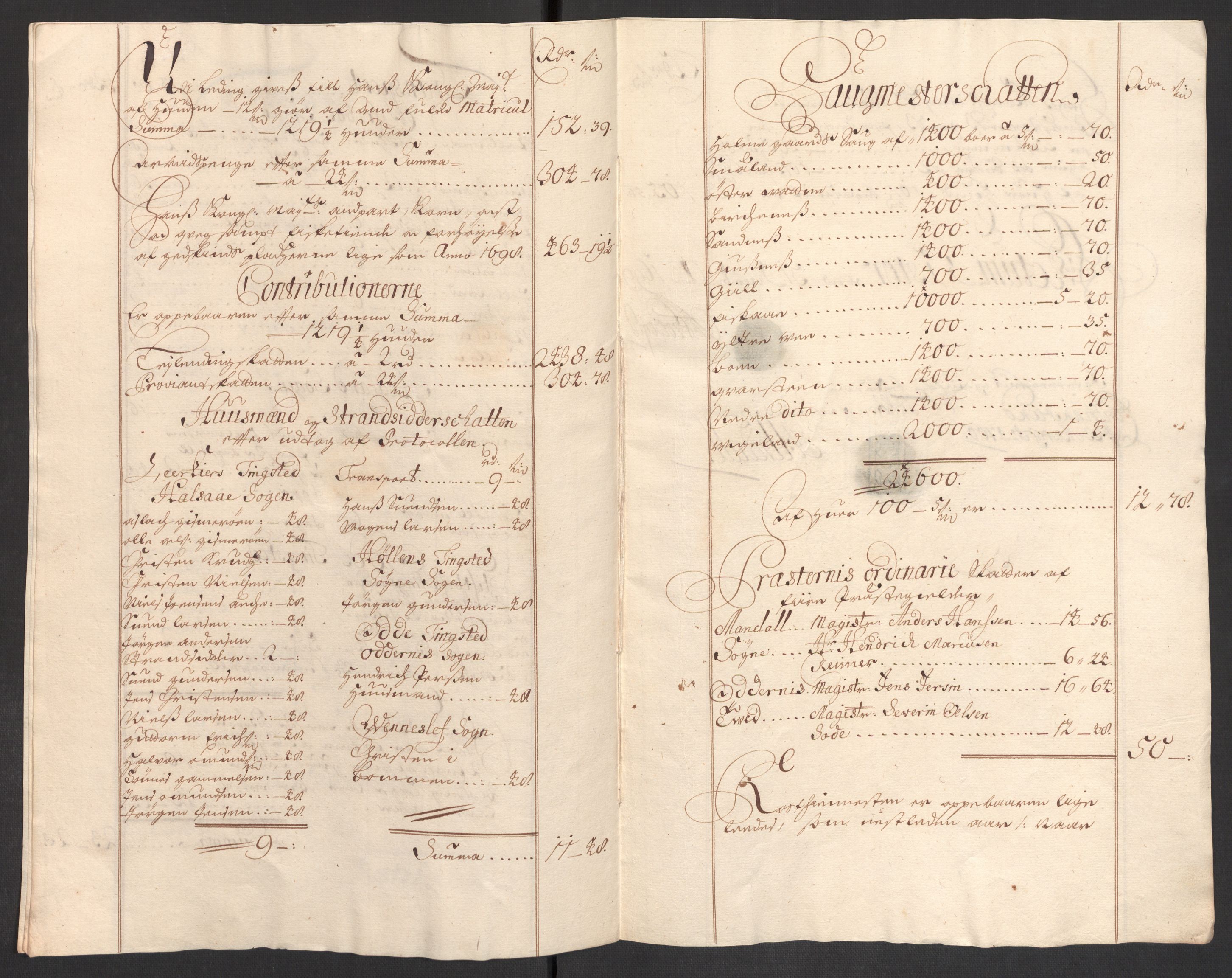 Rentekammeret inntil 1814, Reviderte regnskaper, Fogderegnskap, AV/RA-EA-4092/R43/L2547: Fogderegnskap Lista og Mandal, 1698-1699, p. 217