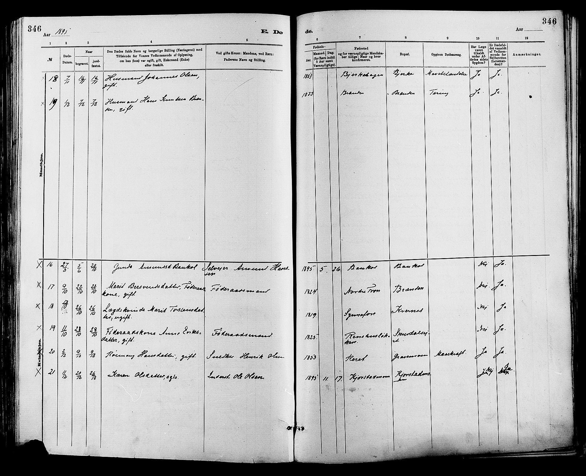 Sør-Fron prestekontor, AV/SAH-PREST-010/H/Ha/Haa/L0003: Parish register (official) no. 3, 1881-1897, p. 346