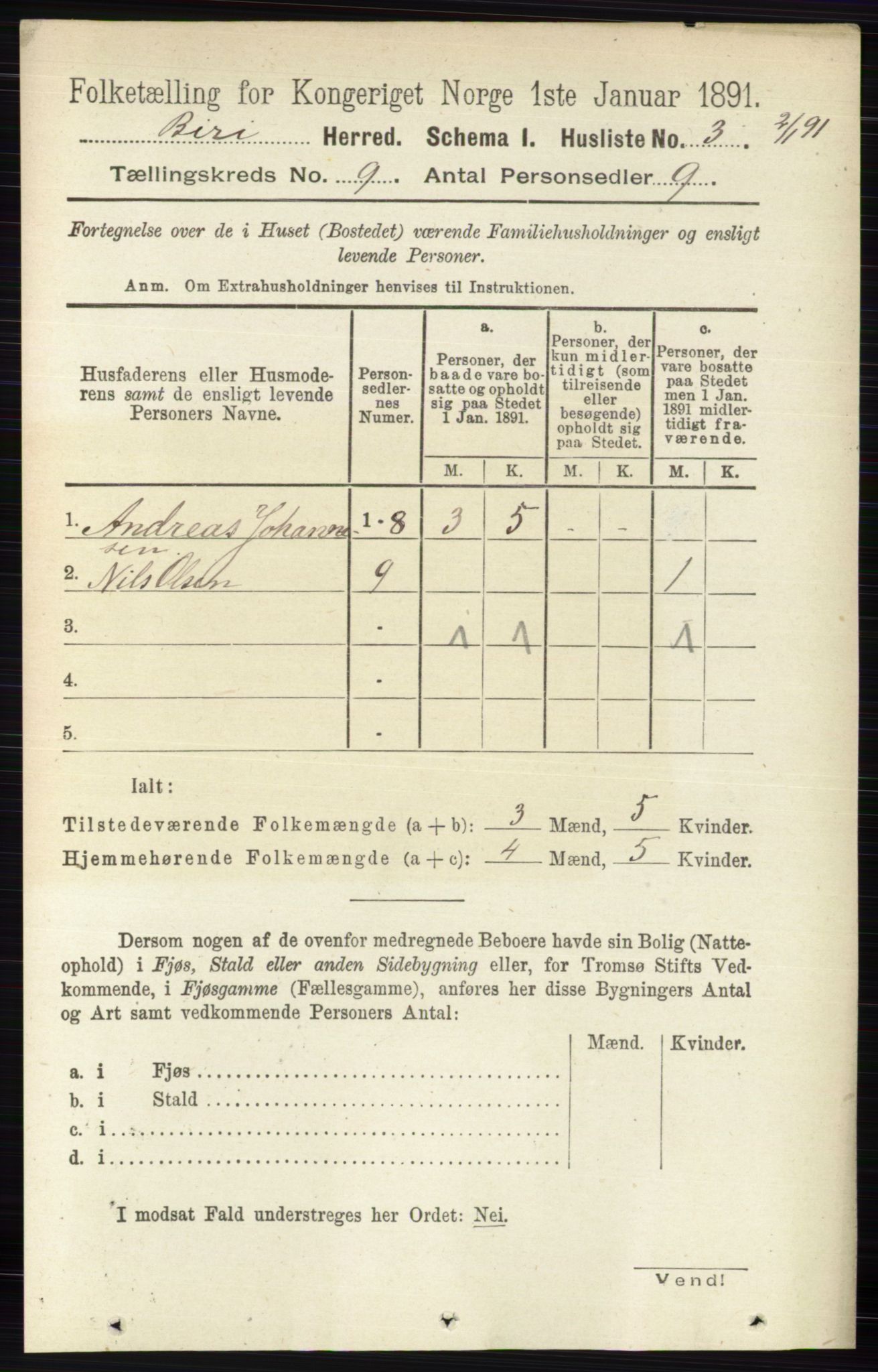 RA, 1891 census for 0525 Biri, 1891, p. 3328