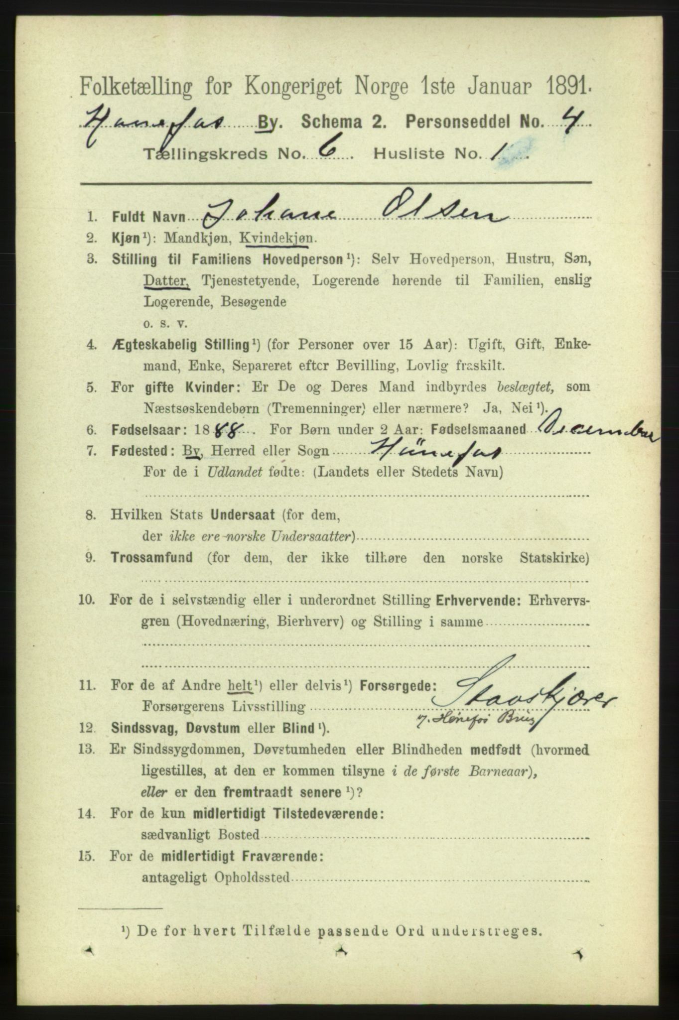 RA, 1891 census for 0601 Hønefoss, 1891, p. 1015