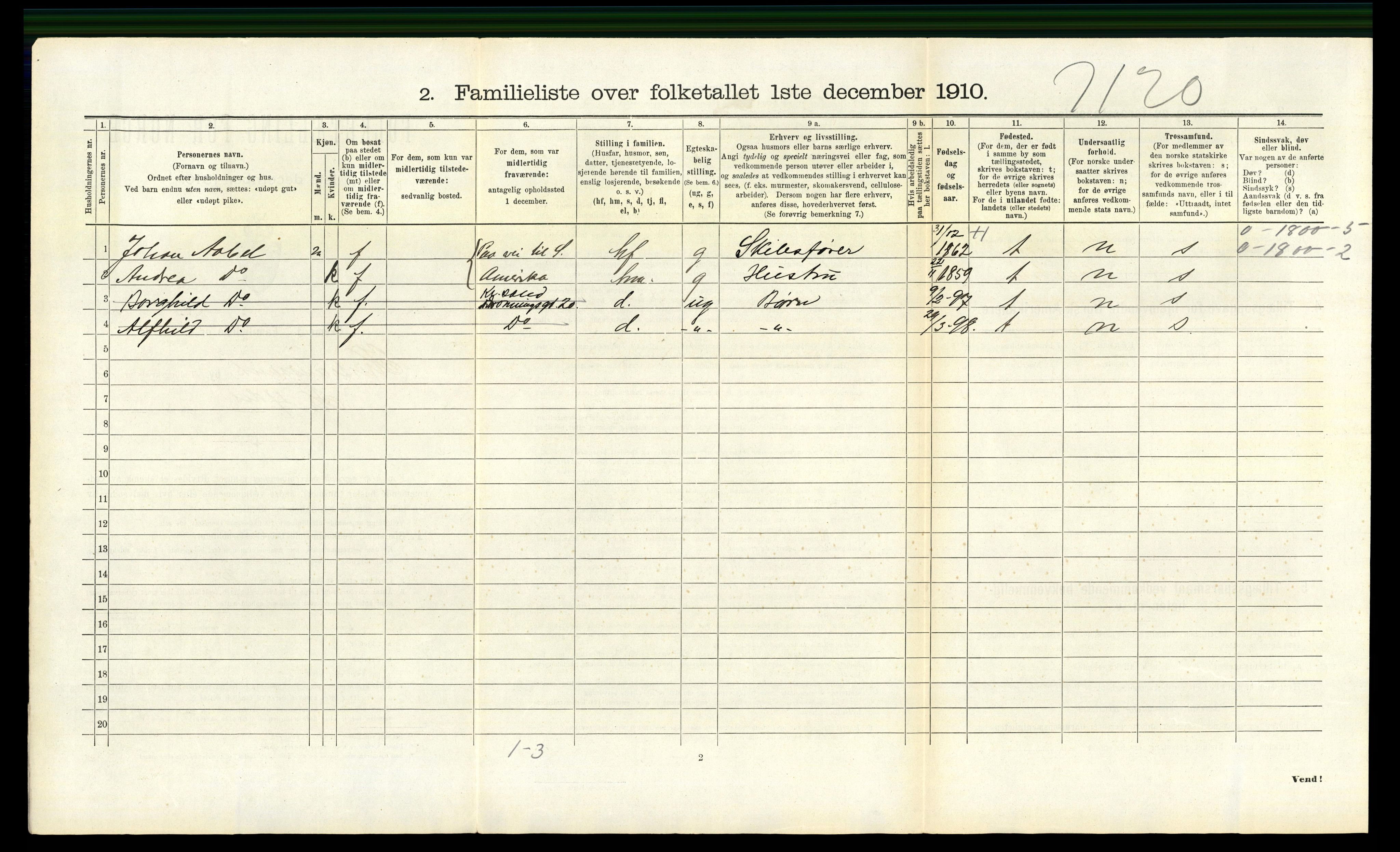 RA, 1910 census for Kristiansand, 1910, p. 4947