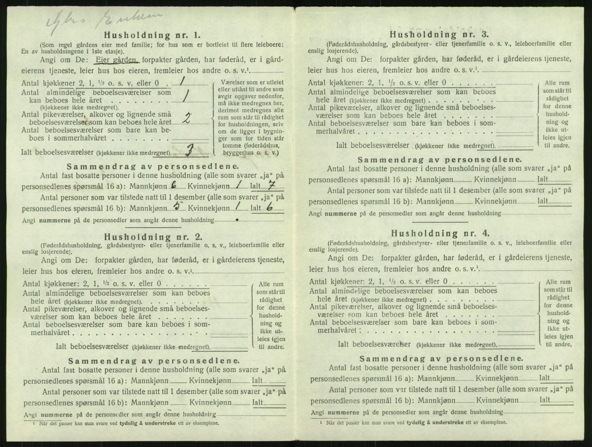 SAT, 1920 census for Borge, 1920, p. 168