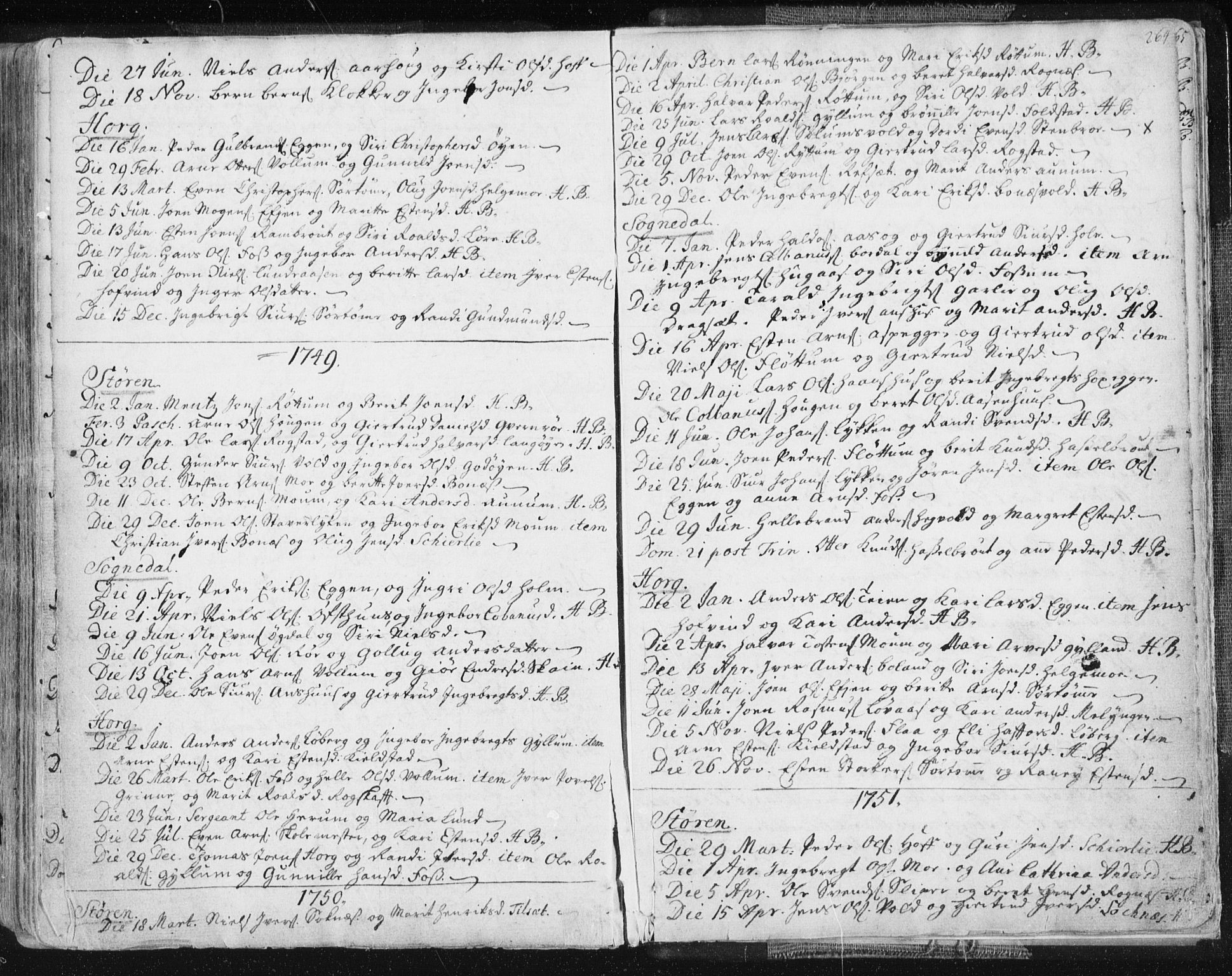 Ministerialprotokoller, klokkerbøker og fødselsregistre - Sør-Trøndelag, SAT/A-1456/687/L0991: Parish register (official) no. 687A02, 1747-1790, p. 264