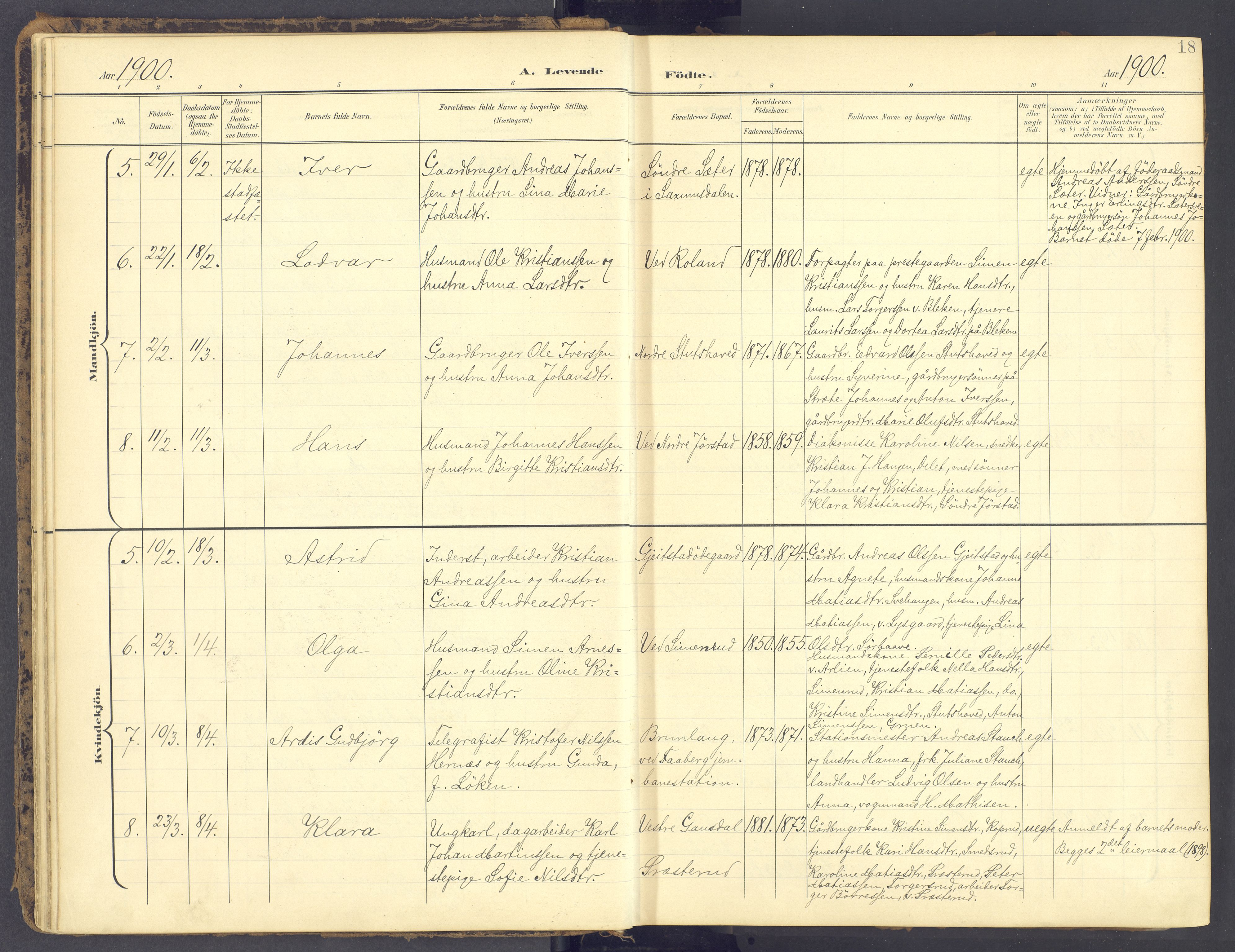 Fåberg prestekontor, SAH/PREST-086/H/Ha/Haa/L0012: Parish register (official) no. 12, 1899-1915, p. 18