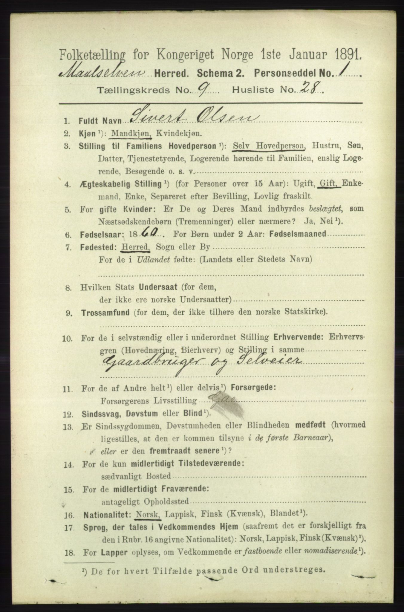 RA, 1891 census for 1924 Målselv, 1891, p. 2941
