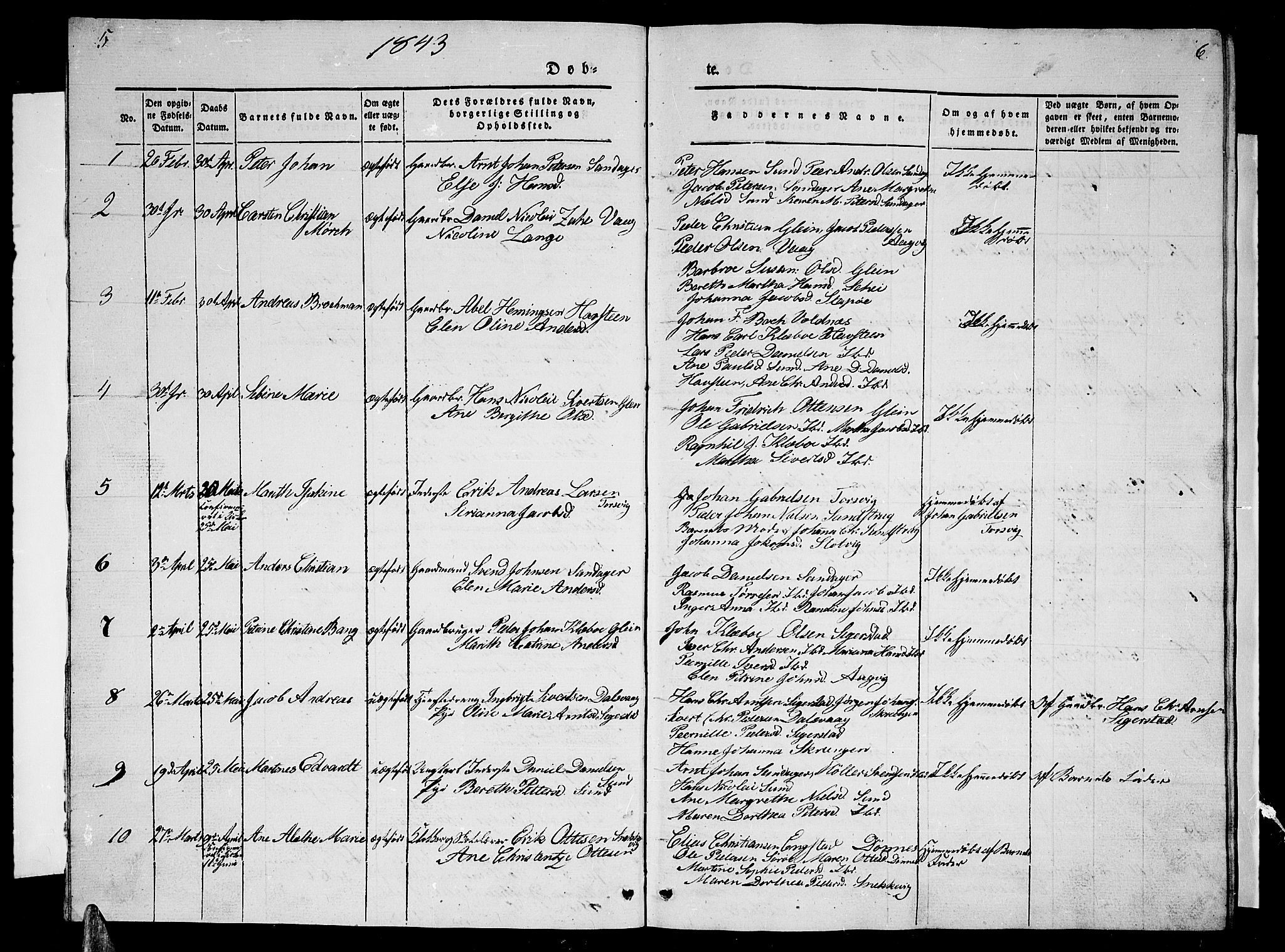 Ministerialprotokoller, klokkerbøker og fødselsregistre - Nordland, AV/SAT-A-1459/835/L0530: Parish register (copy) no. 835C02, 1842-1865, p. 5-6