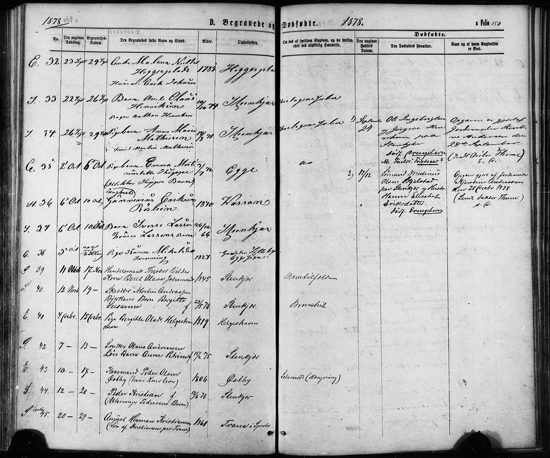 Ministerialprotokoller, klokkerbøker og fødselsregistre - Nord-Trøndelag, SAT/A-1458/739/L0370: Parish register (official) no. 739A02, 1868-1881, p. 154