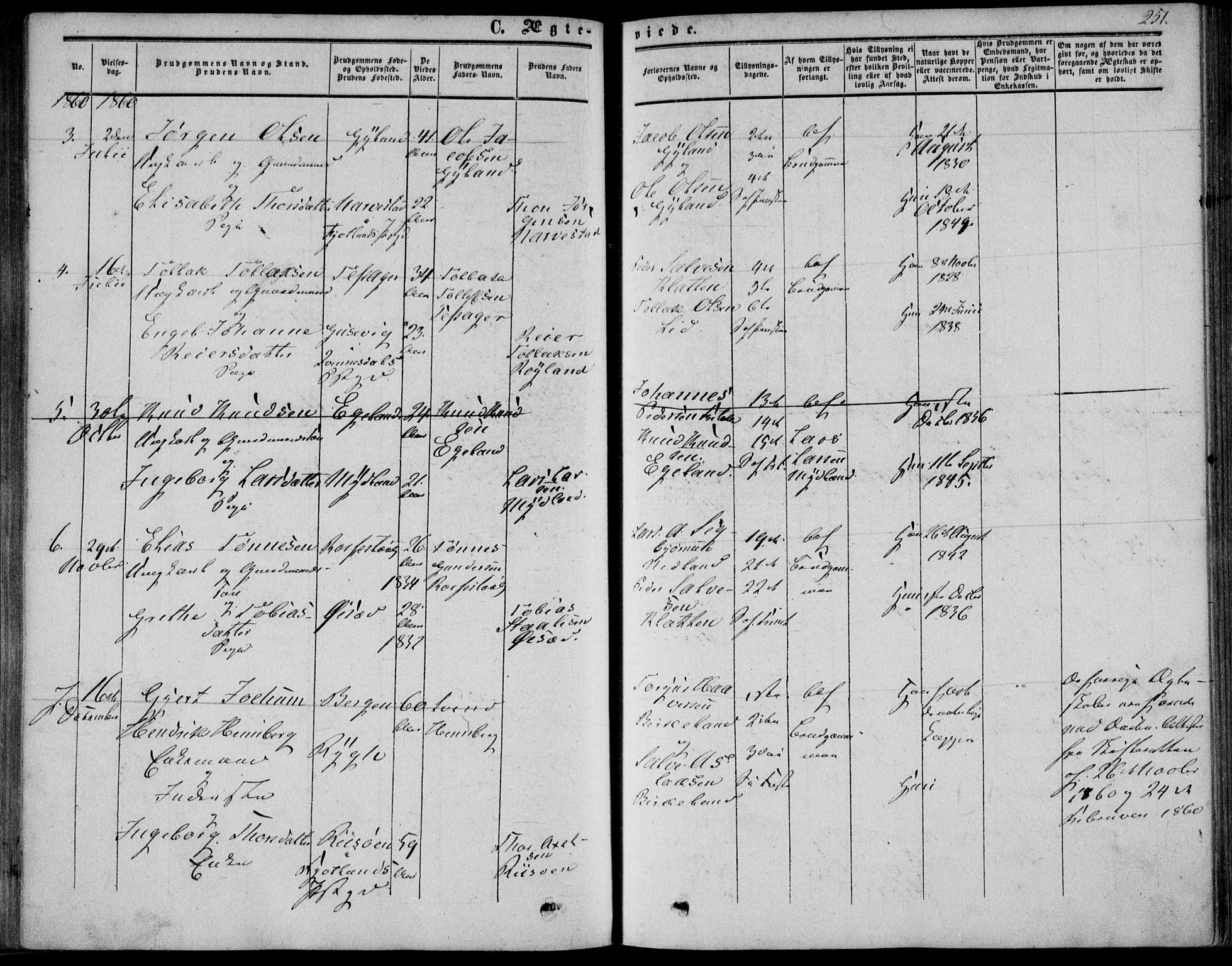 Bakke sokneprestkontor, AV/SAK-1111-0002/F/Fa/Fab/L0002: Parish register (official) no. A 2, 1855-1884, p. 251