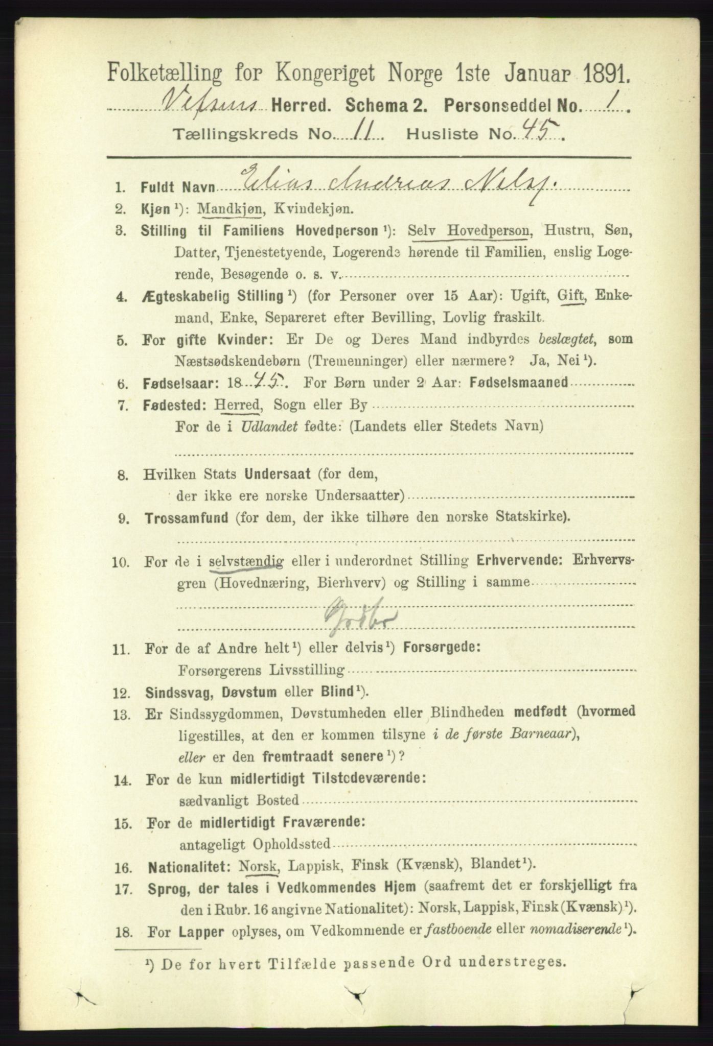 RA, 1891 census for 1824 Vefsn, 1891, p. 5907