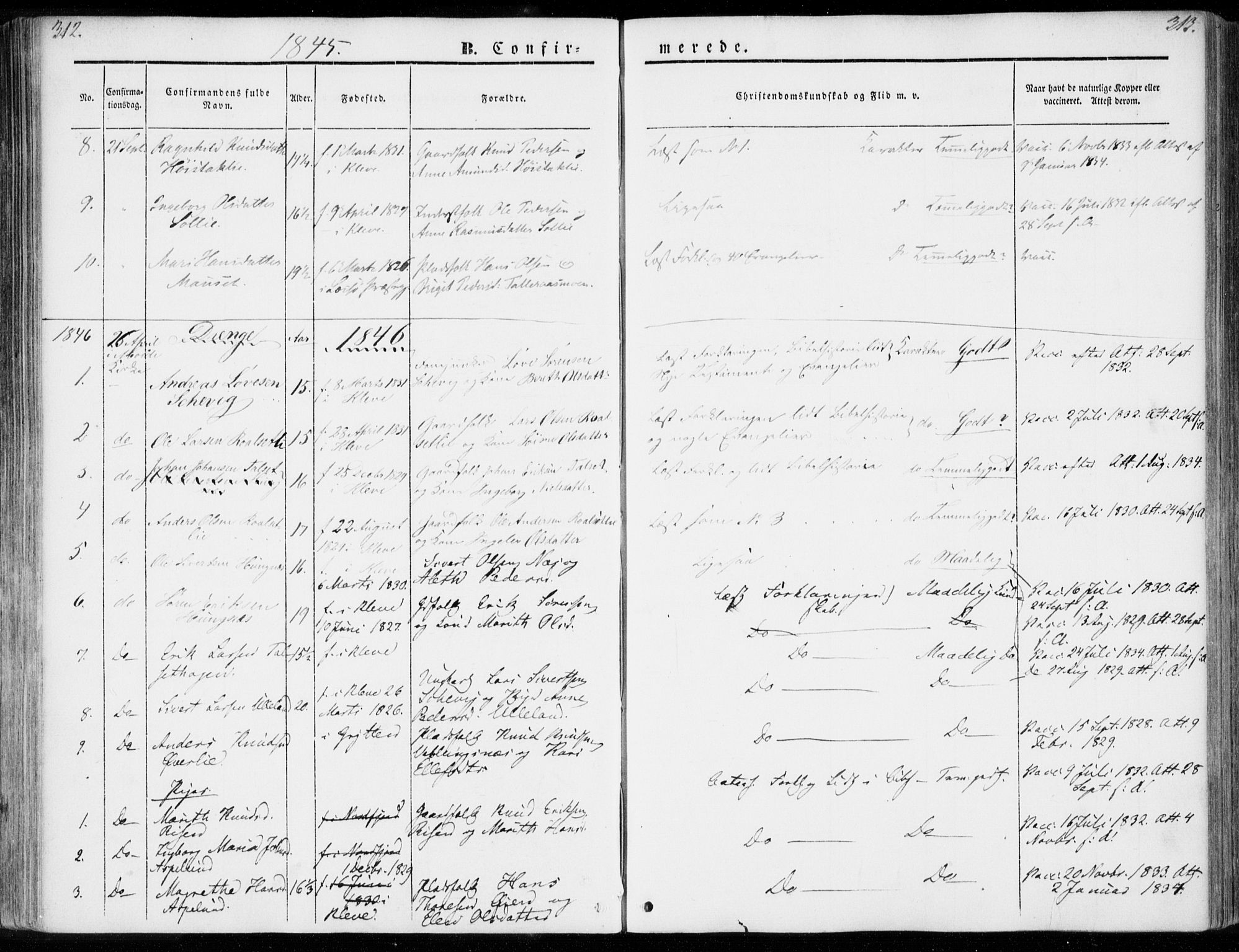 Ministerialprotokoller, klokkerbøker og fødselsregistre - Møre og Romsdal, SAT/A-1454/557/L0680: Parish register (official) no. 557A02, 1843-1869, p. 312-313