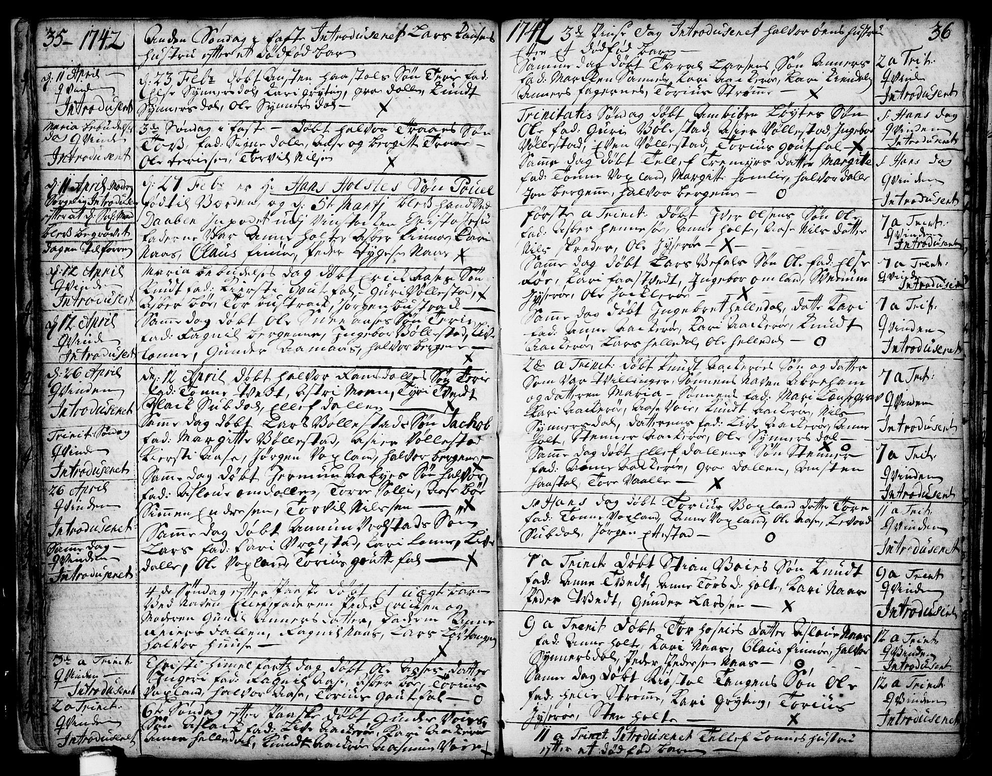 Drangedal kirkebøker, SAKO/A-258/F/Fa/L0002: Parish register (official) no. 2, 1733-1753, p. 35-36
