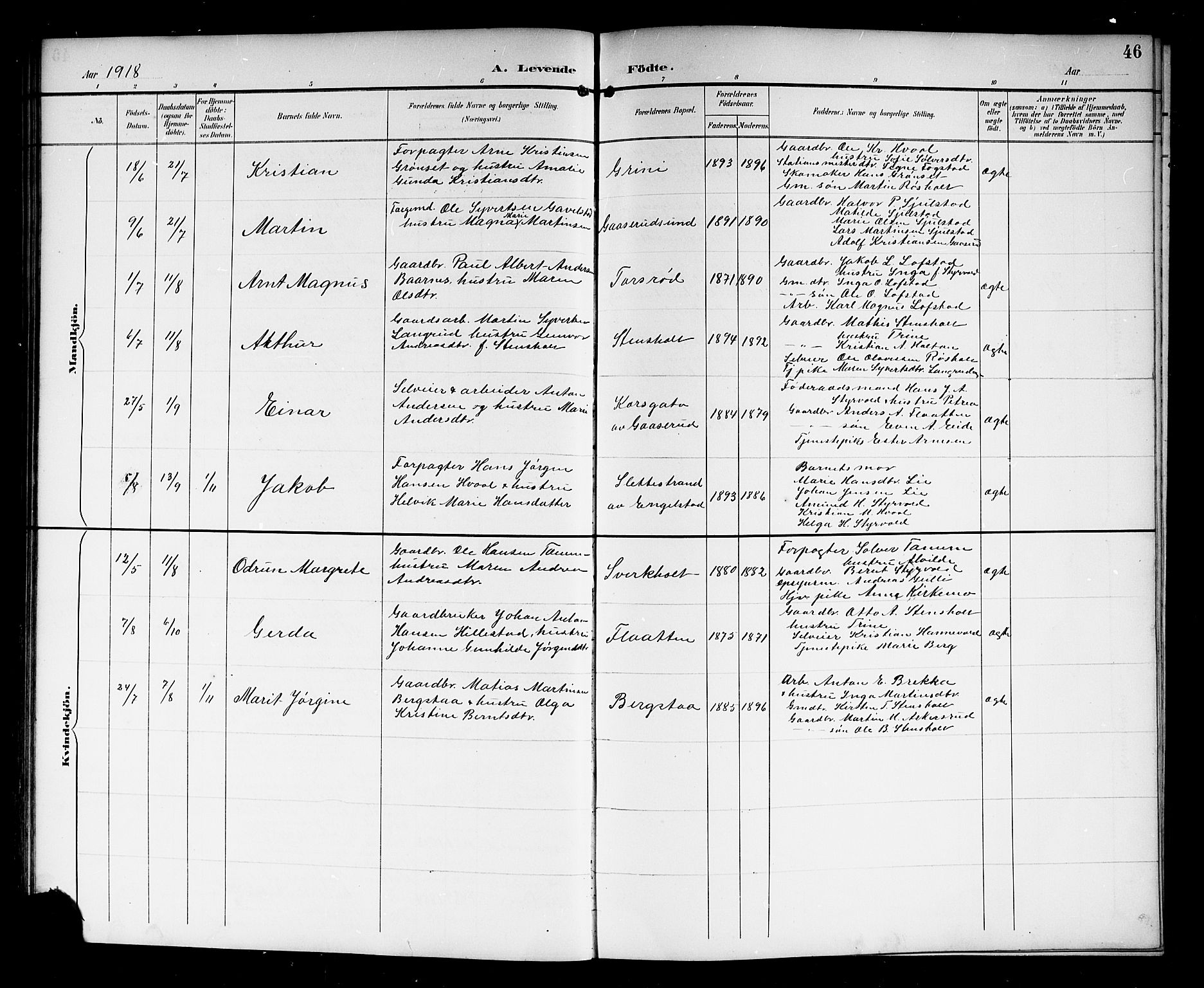 Lardal kirkebøker, AV/SAKO-A-350/G/Gc/L0002: Parish register (copy) no. III 2, 1894-1918, p. 46