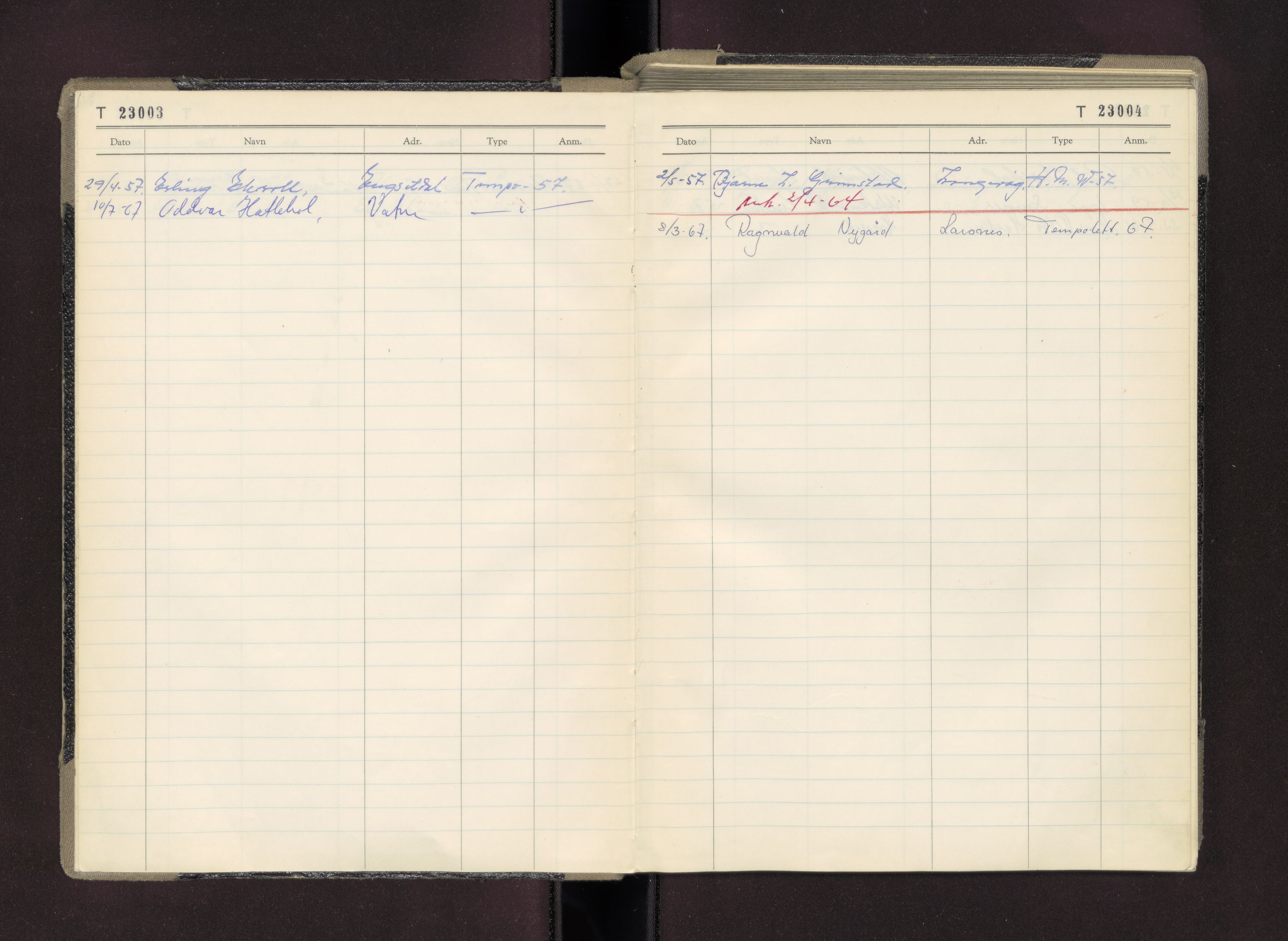 Møre og Romsdal vegkontor - Ålesund trafikkstasjon, AV/SAT-A-4099/F/Fc/L0020: Bilregister; T 23000 - T 23499, 1955-1970