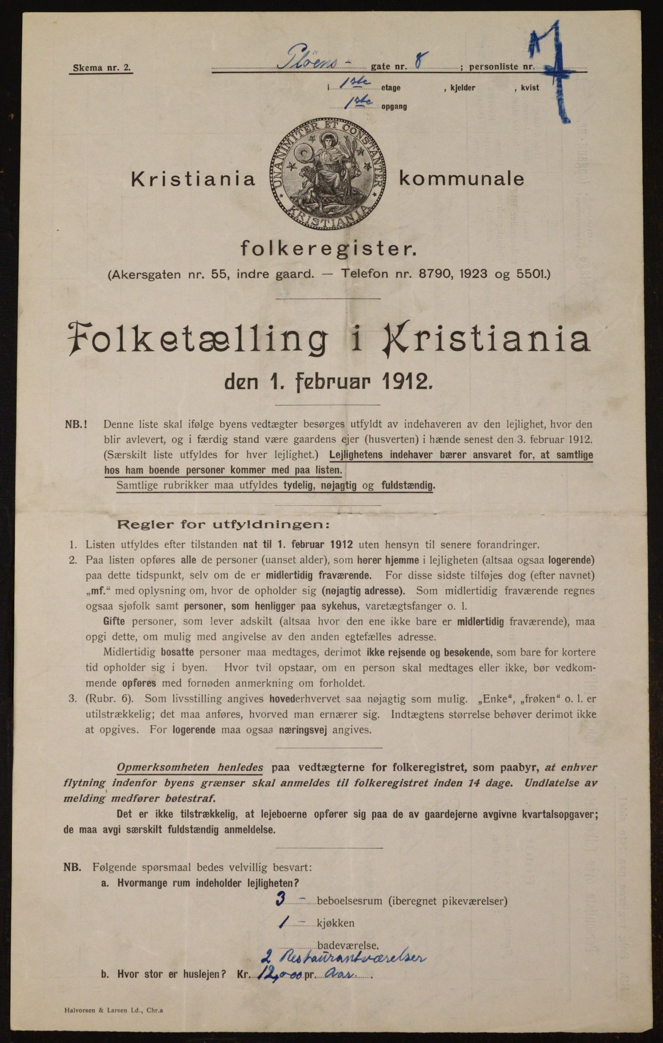 OBA, Municipal Census 1912 for Kristiania, 1912, p. 81435