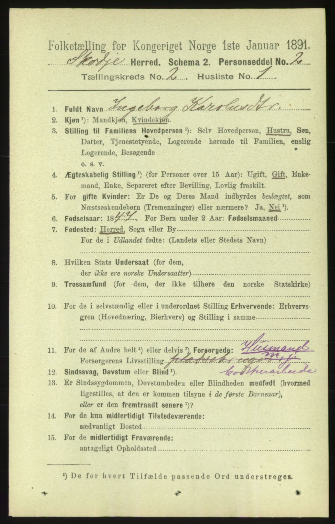 RA, 1891 census for 1529 Skodje, 1891, p. 276