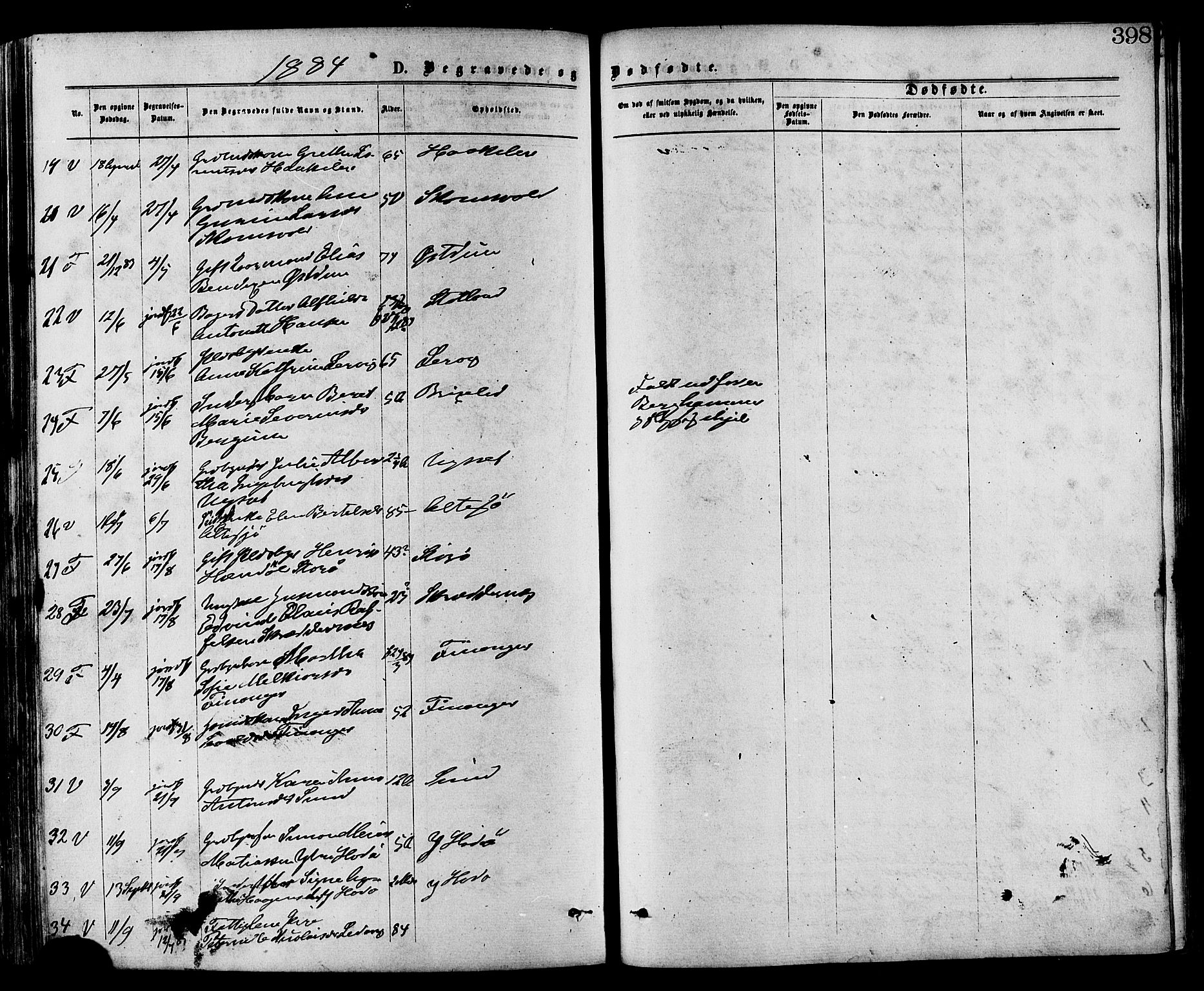 Ministerialprotokoller, klokkerbøker og fødselsregistre - Nord-Trøndelag, SAT/A-1458/773/L0616: Parish register (official) no. 773A07, 1870-1887, p. 398