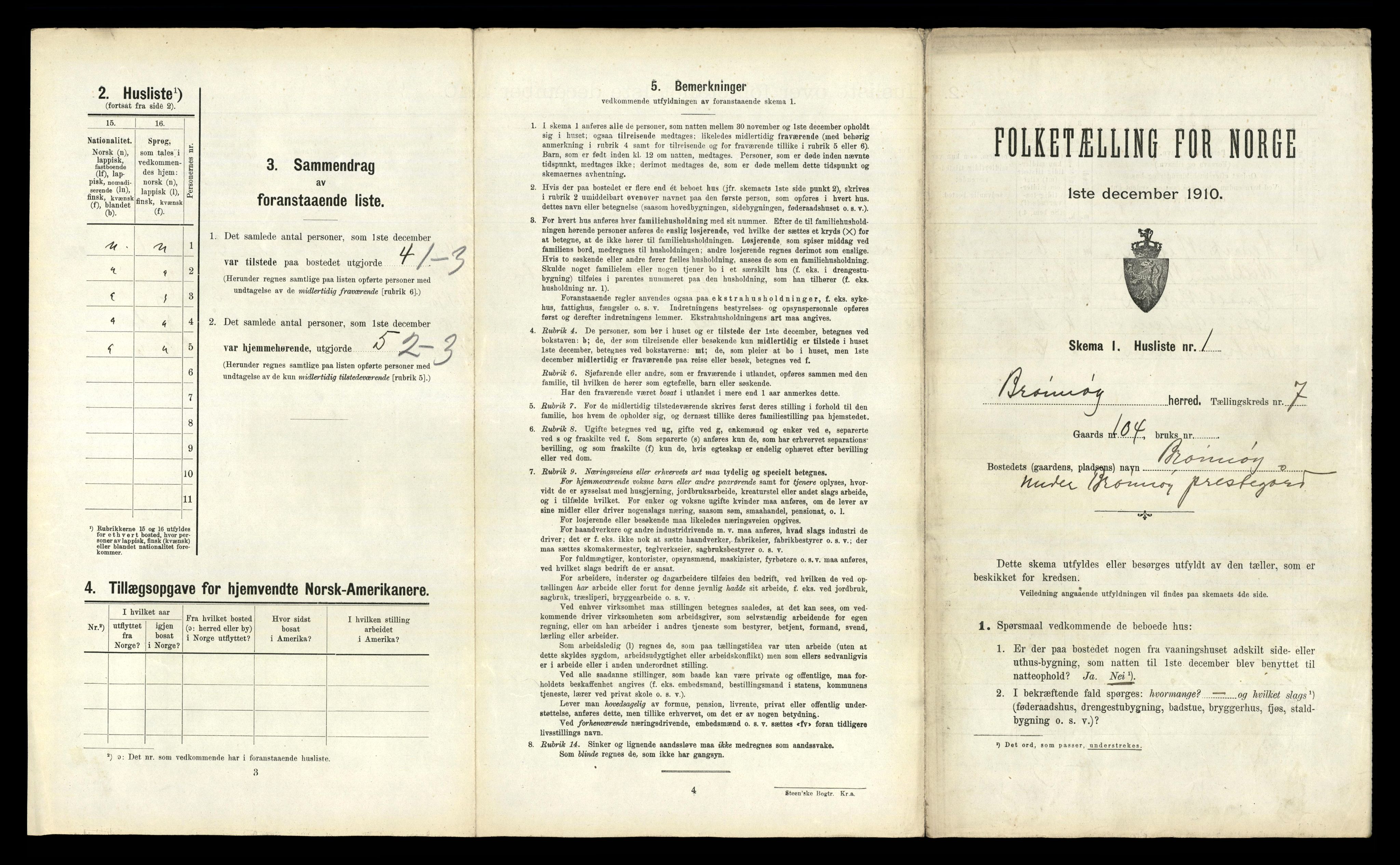 RA, 1910 census for Brønnøy, 1910, p. 607