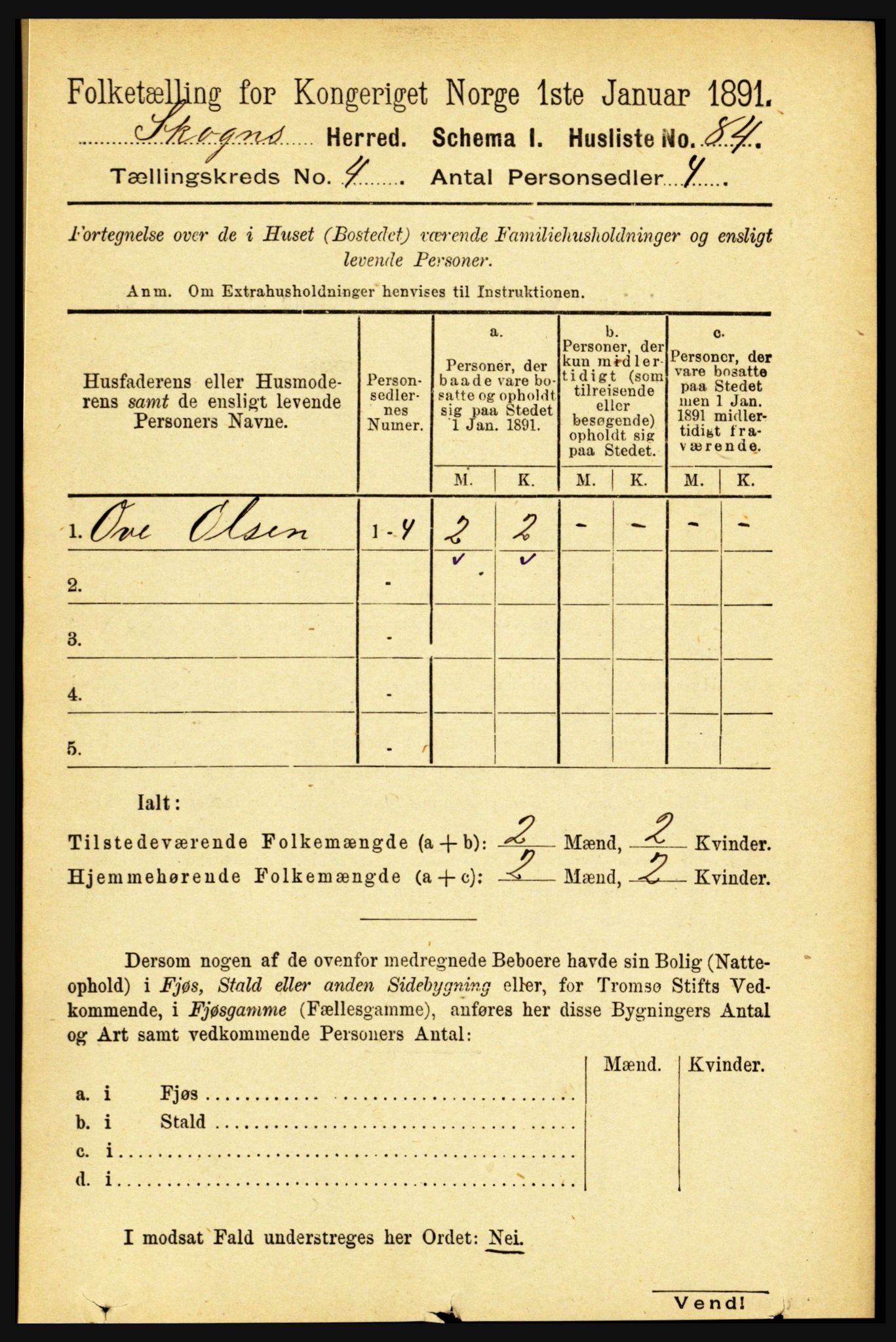 RA, 1891 census for 1719 Skogn, 1891, p. 2351