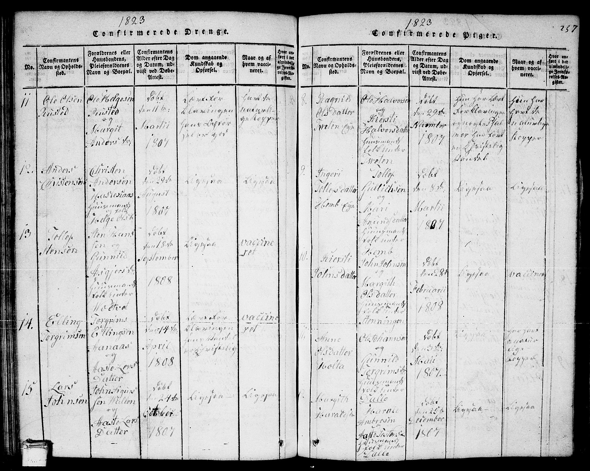 Sauherad kirkebøker, AV/SAKO-A-298/F/Fa/L0005: Parish register (official) no. I 5, 1815-1829, p. 257