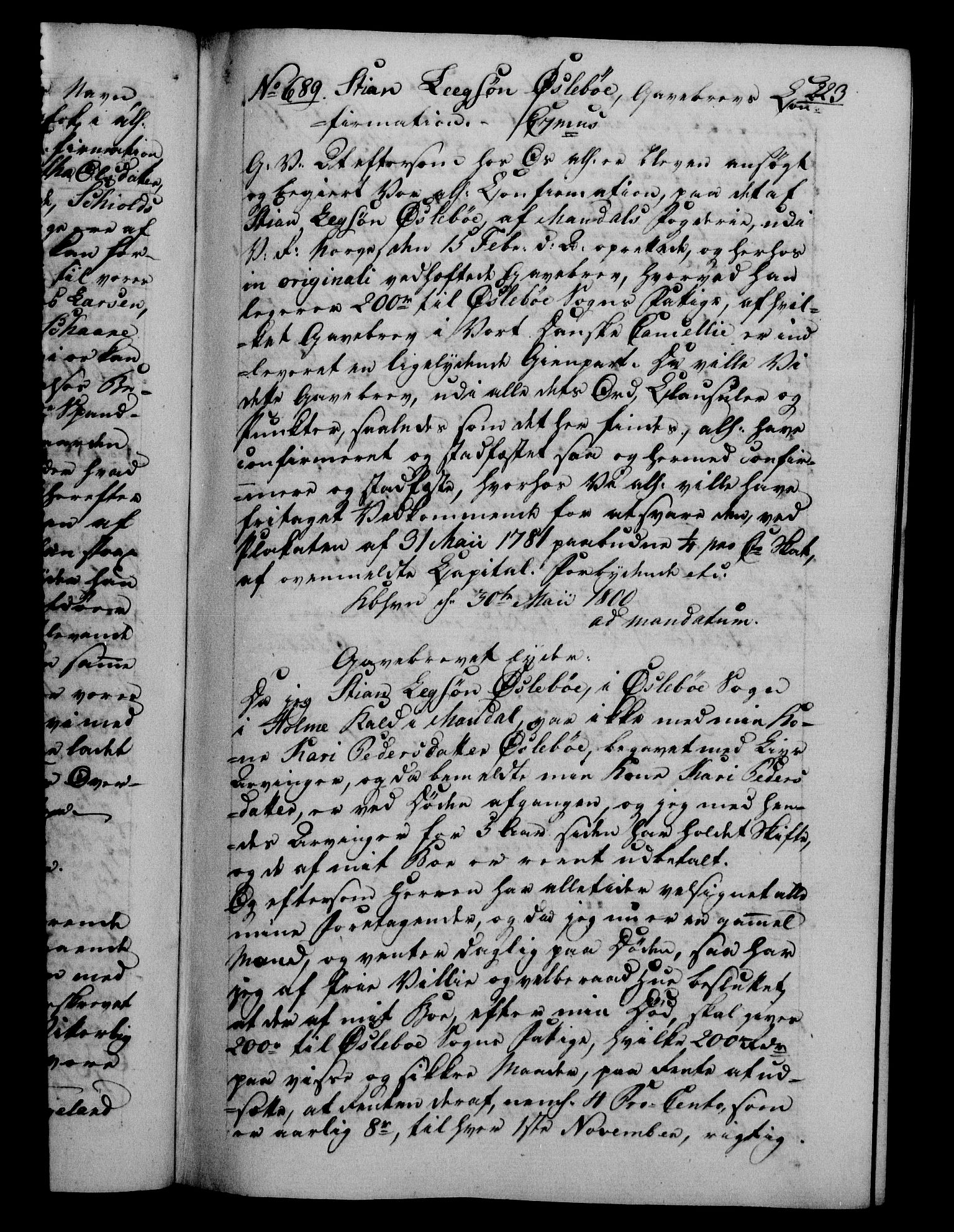 Danske Kanselli 1800-1814, RA/EA-3024/H/Hf/Hfb/Hfba/L0001: Registranter, 1800-1801, p. 223a