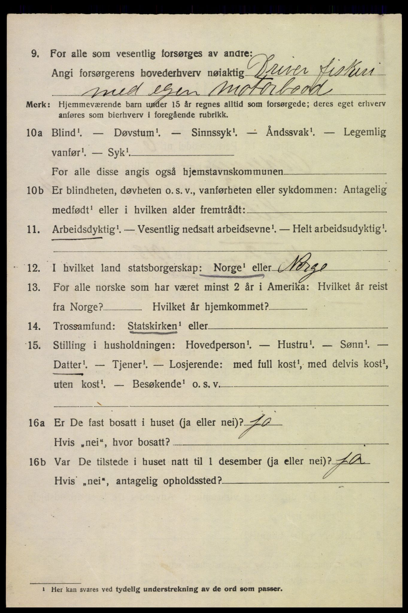 SAK, 1920 census for Oddernes, 1920, p. 3380